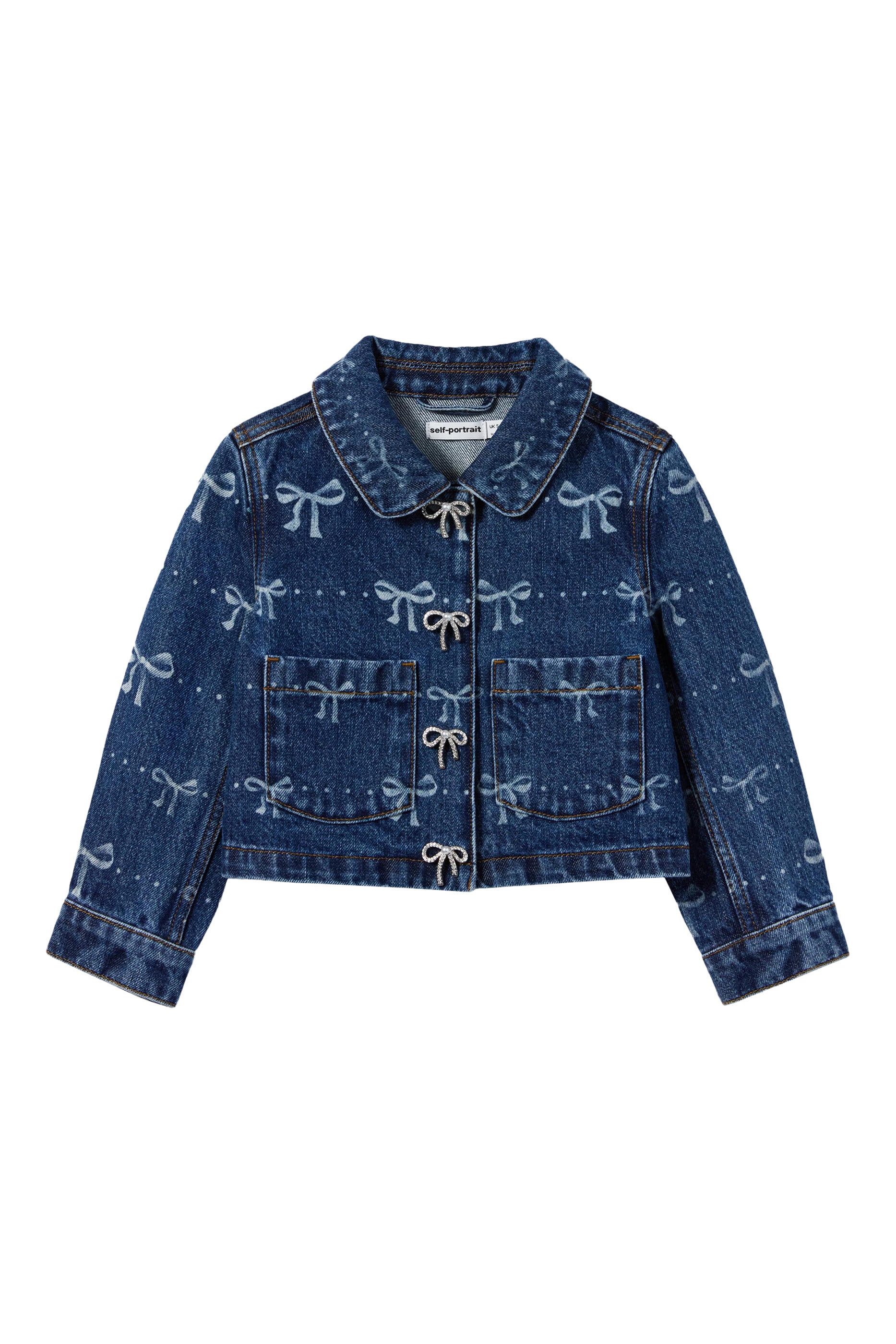 Kids Denim Bow Print Jacket