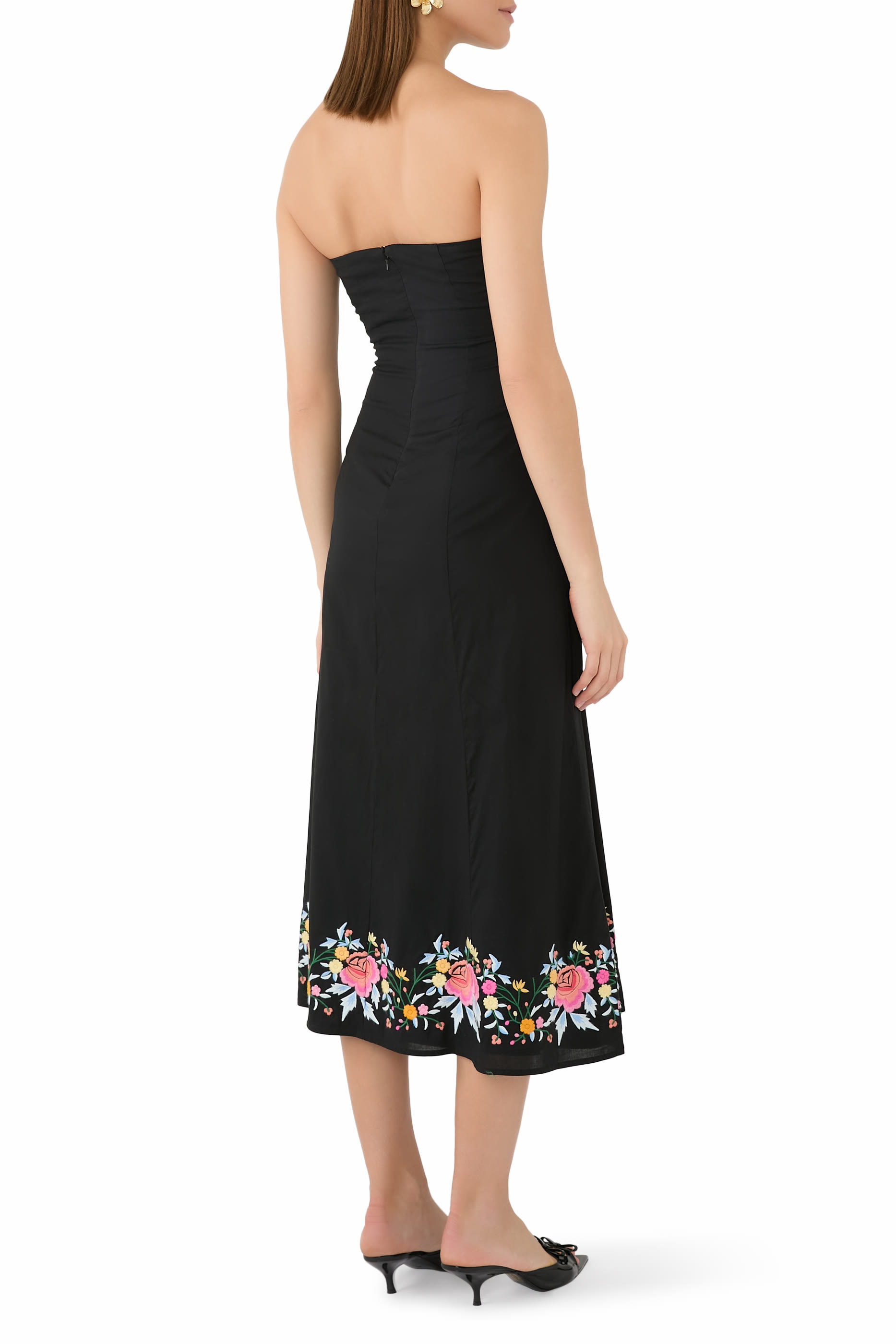 Floral Embroidered Bandeau Alpha Midi Dress