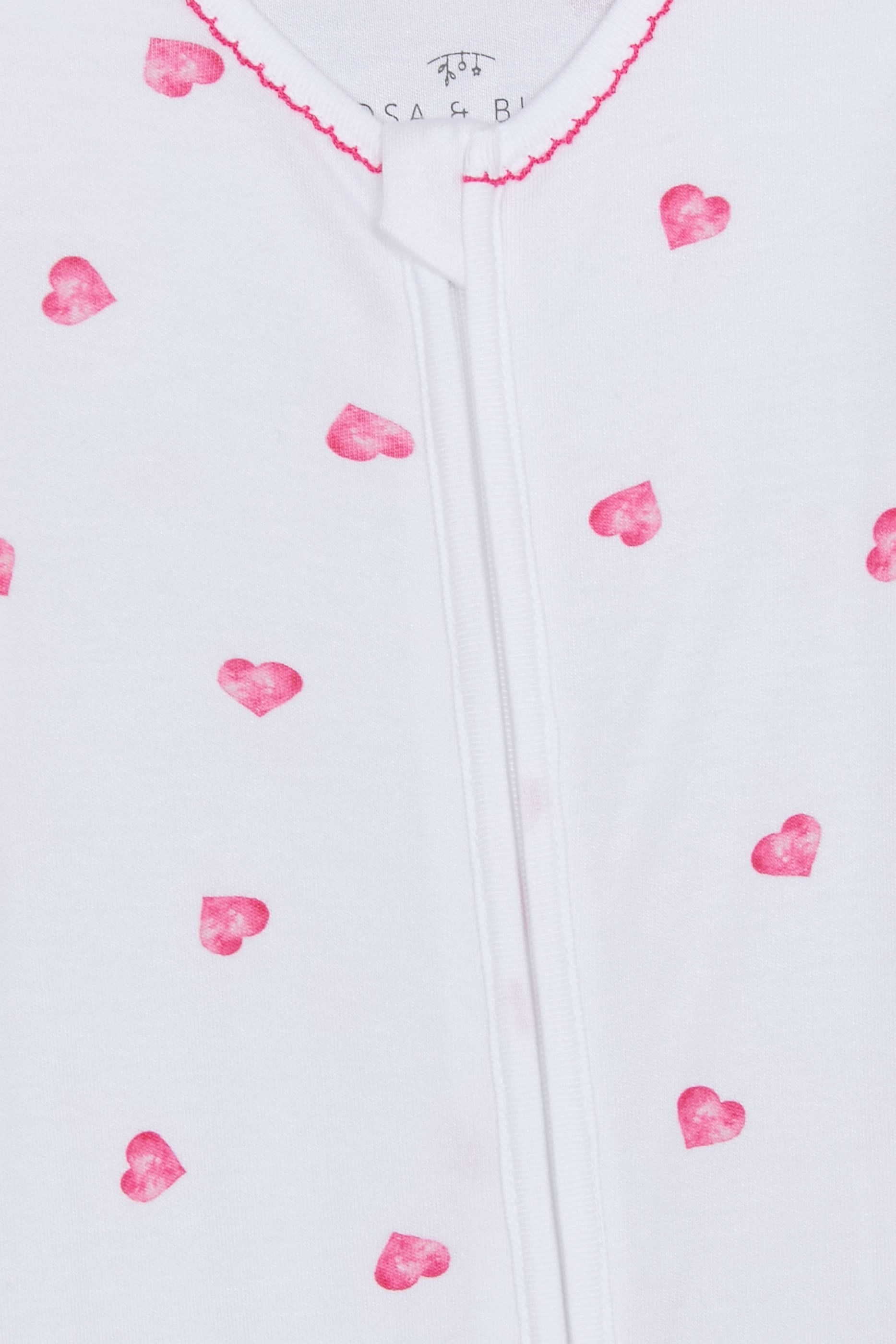 Kids Pink Heart Print Sleepsuit with Trim