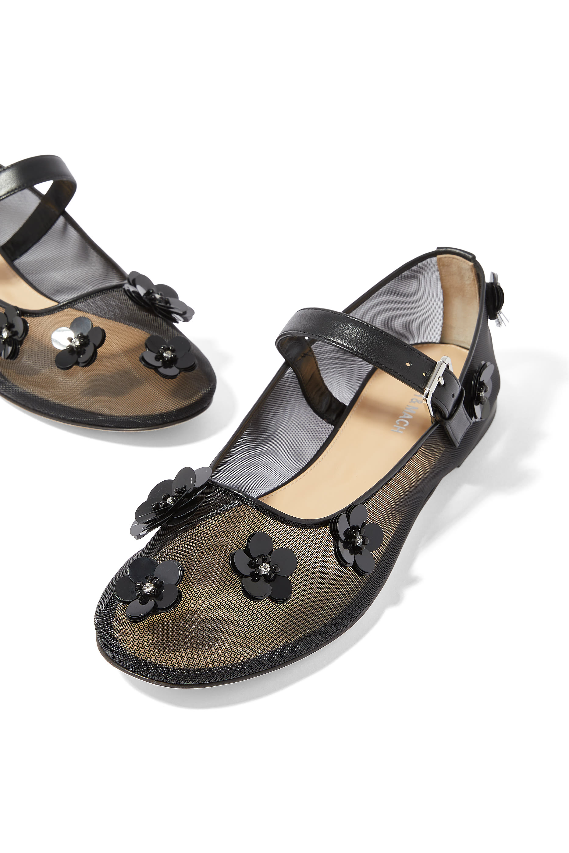 Flowers Mesh Embellished Ballerinas
