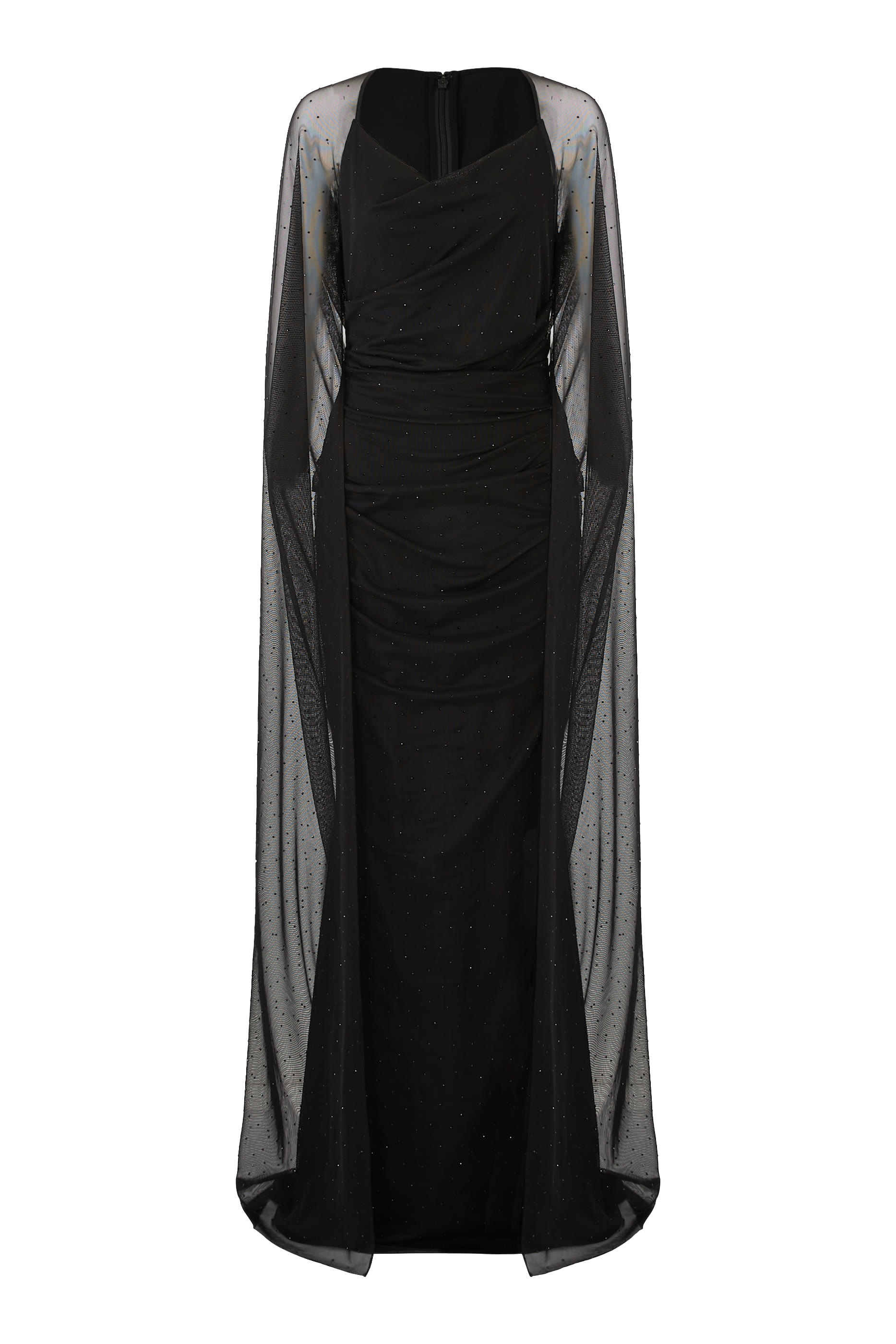Cape Sleeve Long Evening Dress
