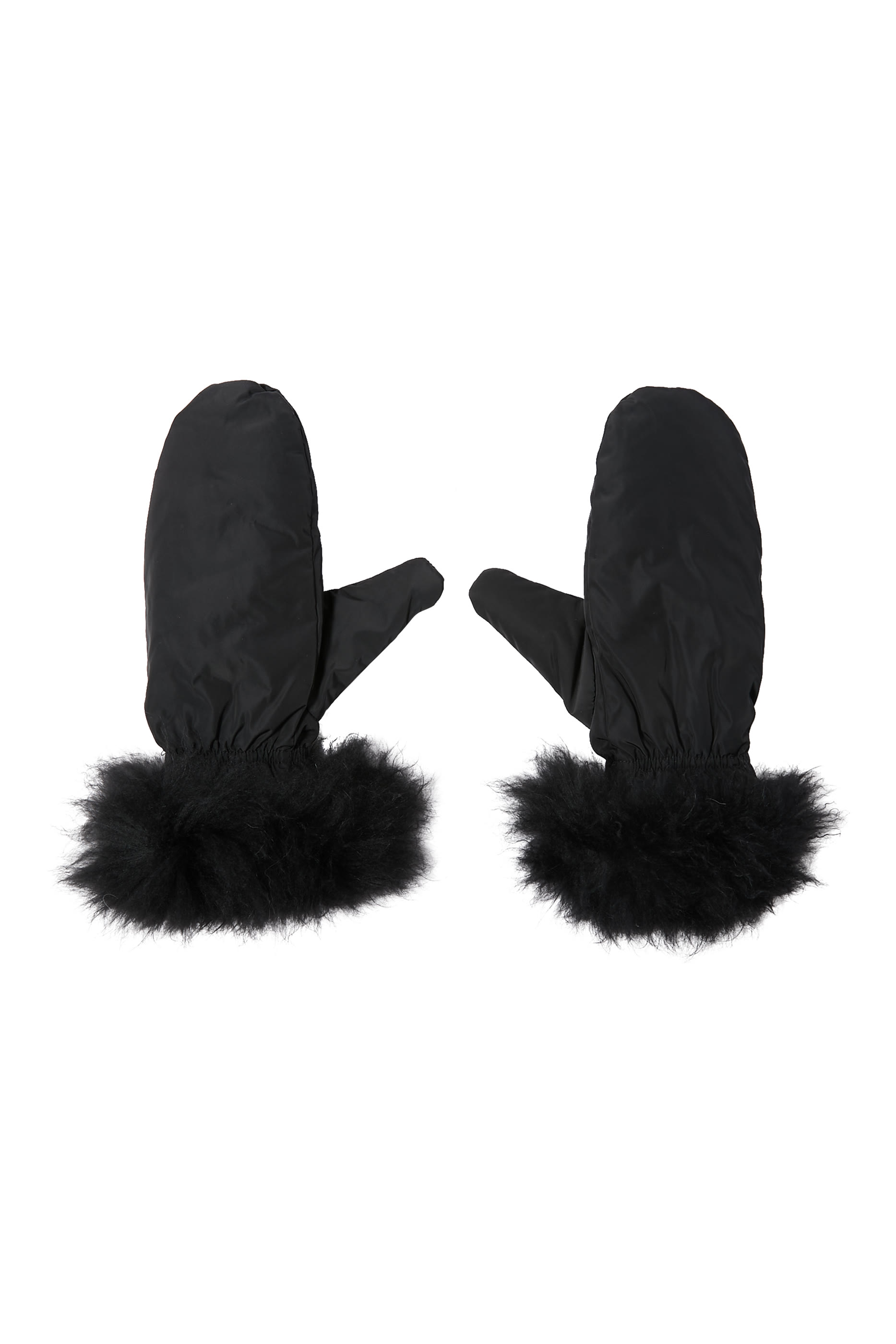 Flannel Mittens with Fox Fur Trim