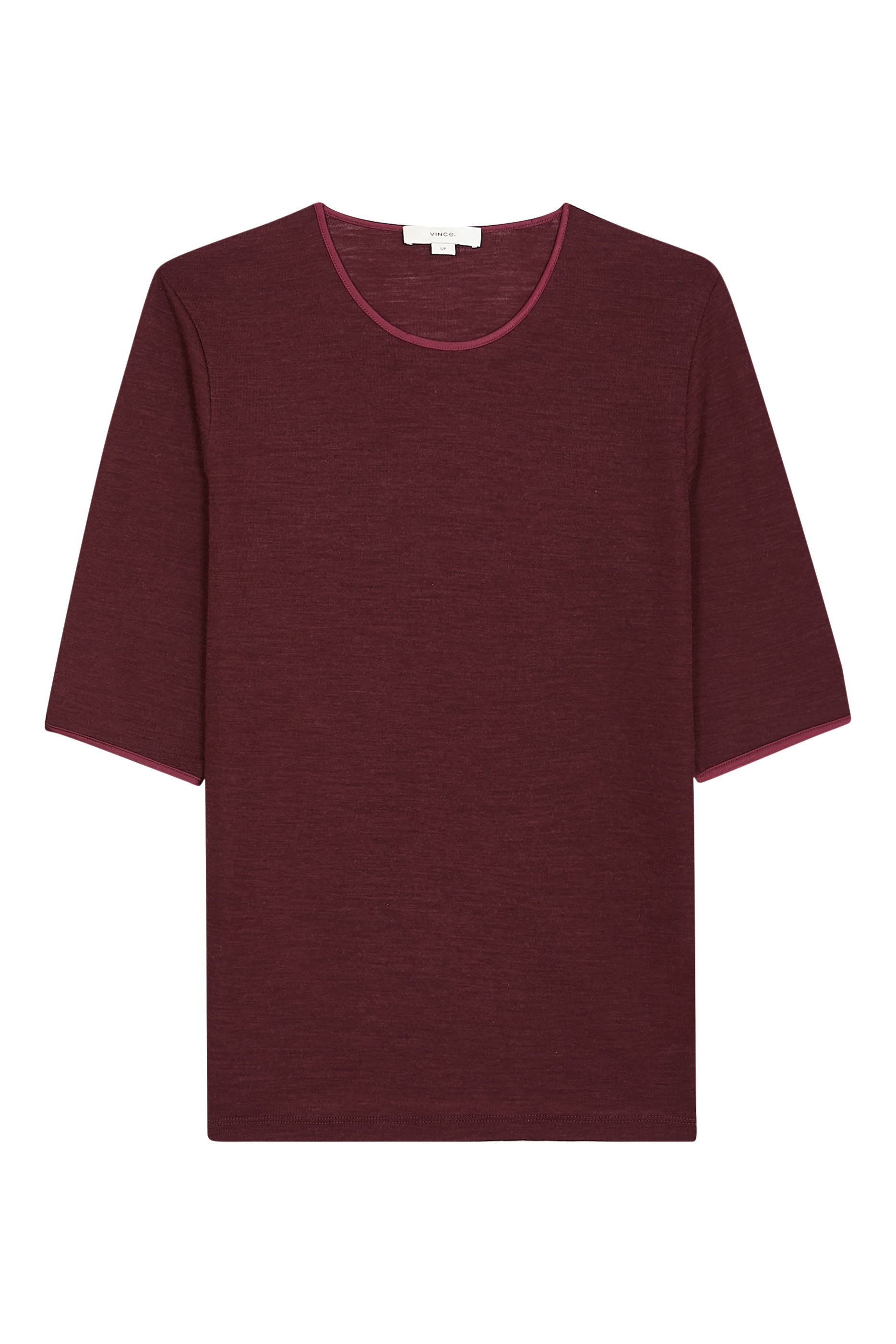 Satin-Trim Wool Elbow-Sleeve T-Shirt 