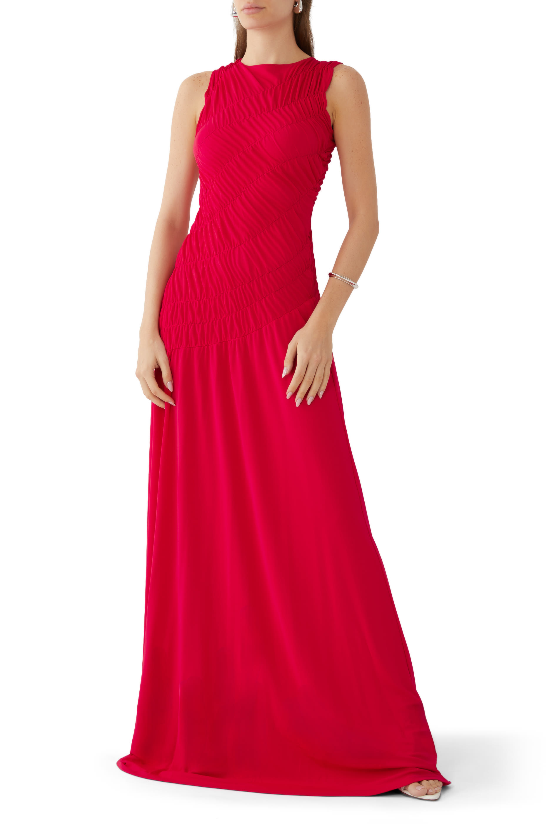 Rouched Sleeveless Maxi Dress