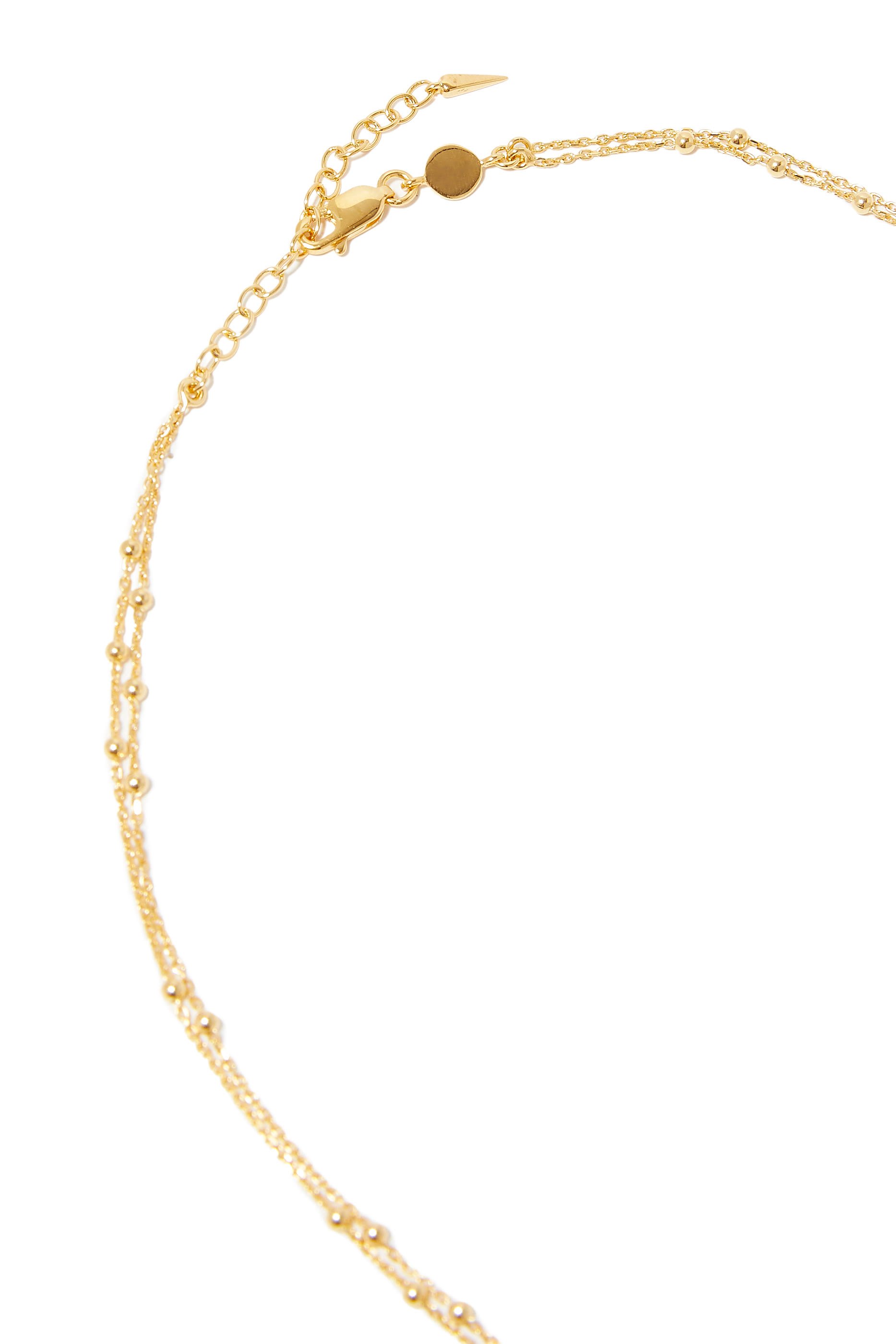 Double Chain Necklace, 18k Yellow Gold & Sterling Silver