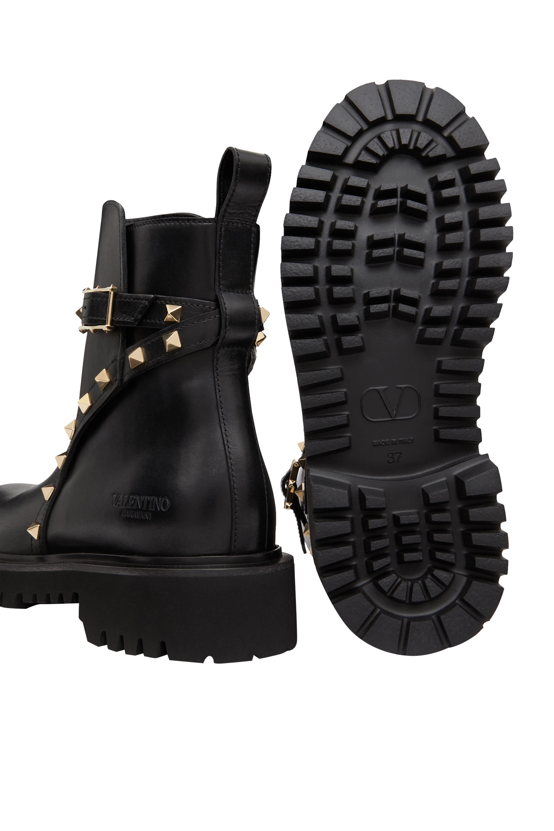 Rockstud Calfskin Ankle Boots