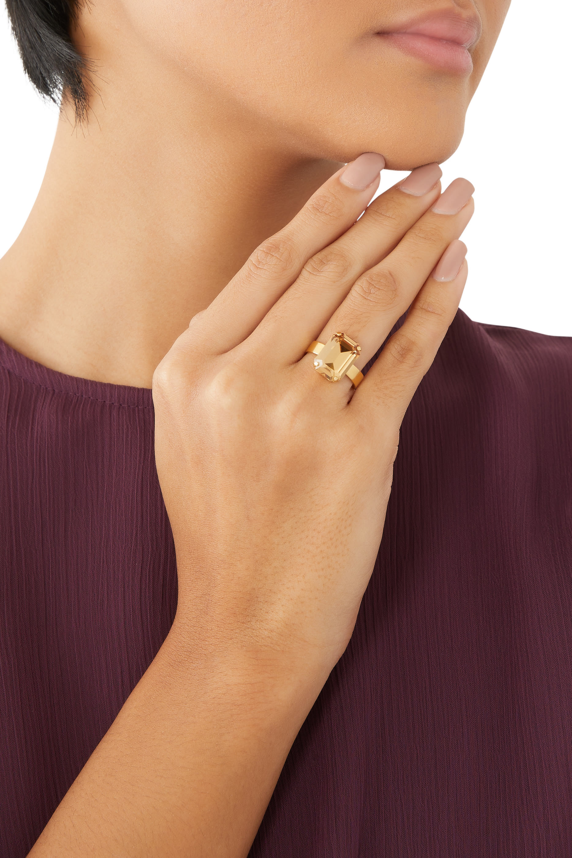 Lydia Ring, 18k Gold-Plated Metal & Swarovski Crystals