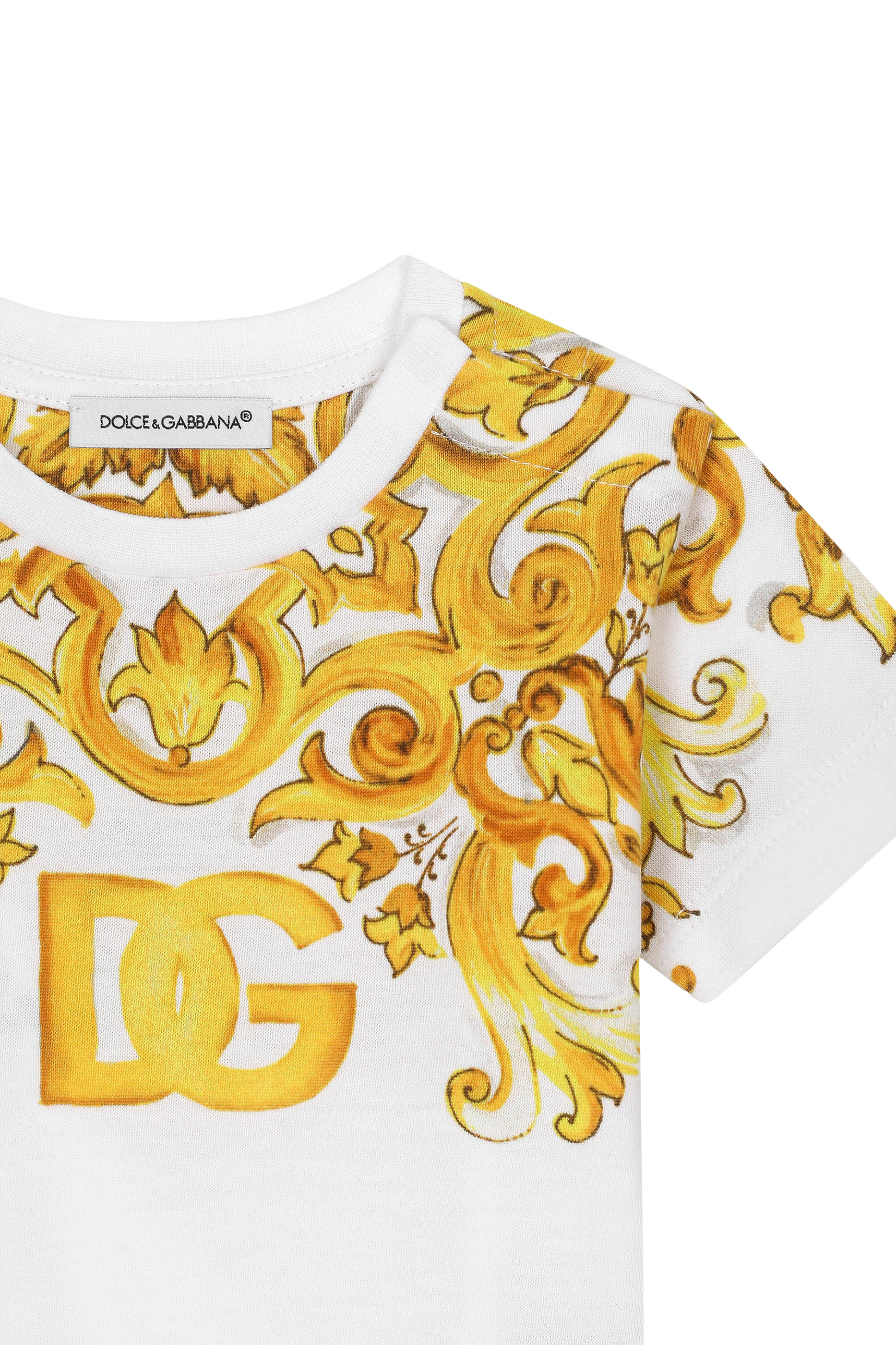 Kids Jersey Shirt with Yellow Majolica Print