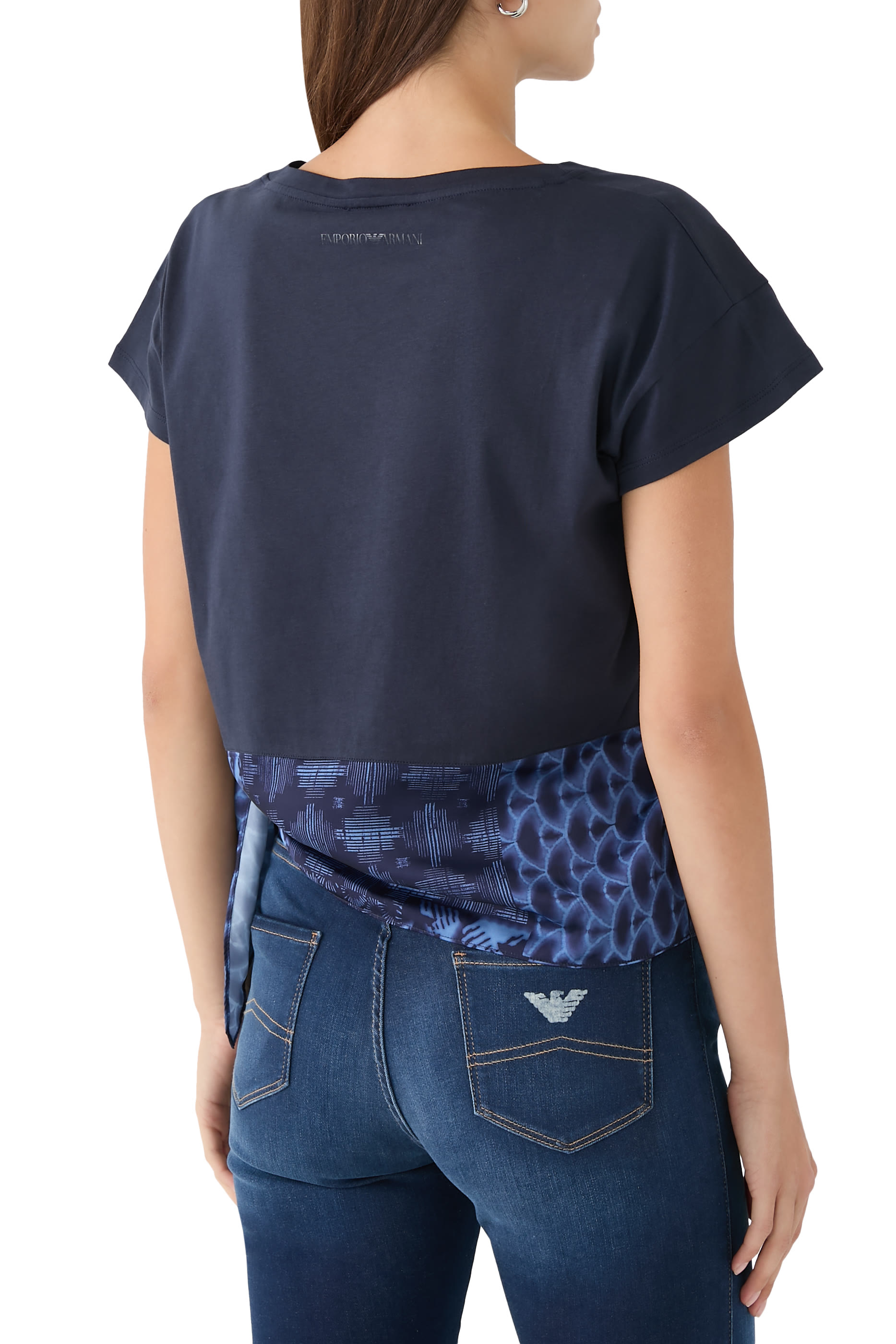  Scarf-Hem T-Shirt in Cotton-Jersey