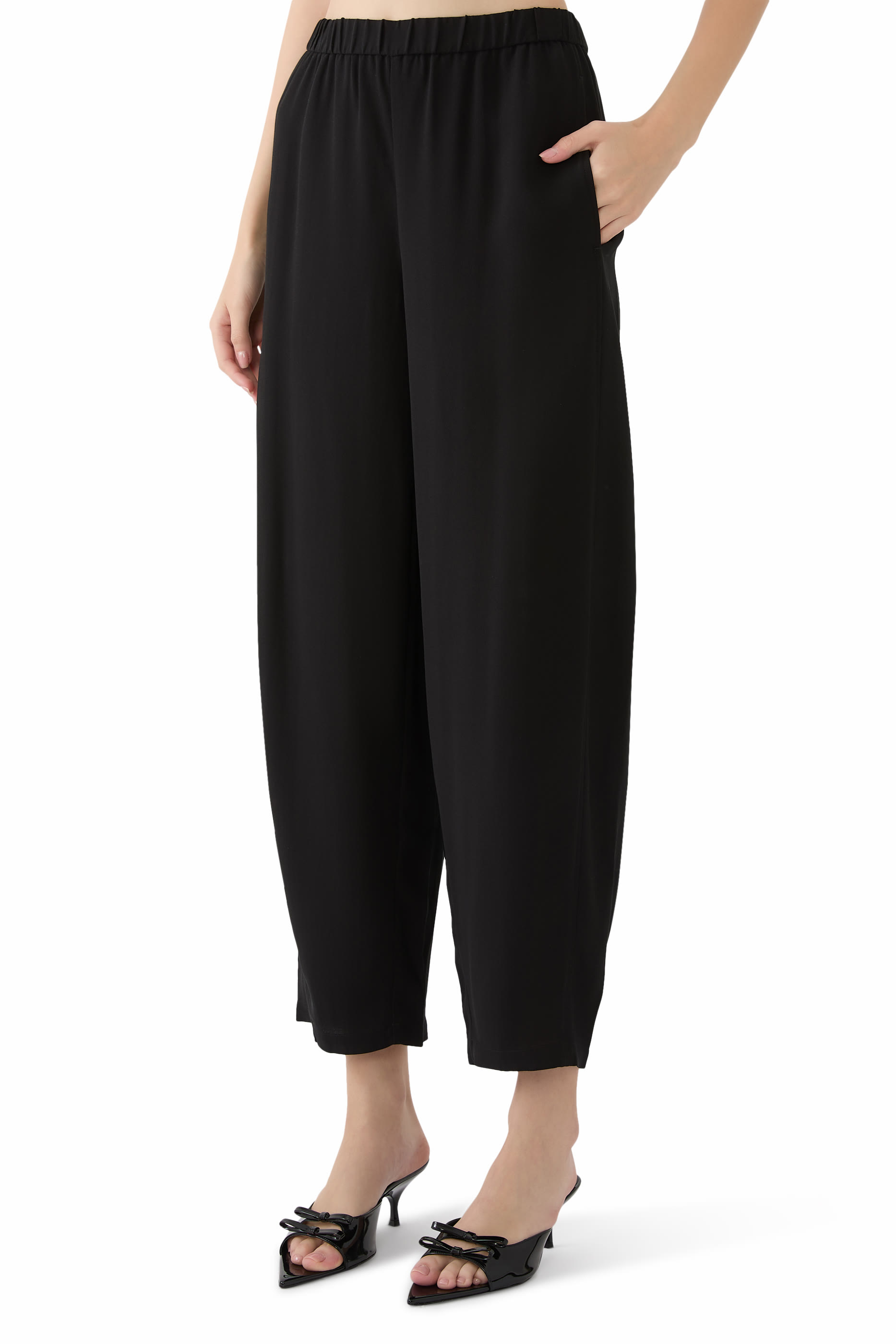 Silk Georgette Crepe Lantern Pants