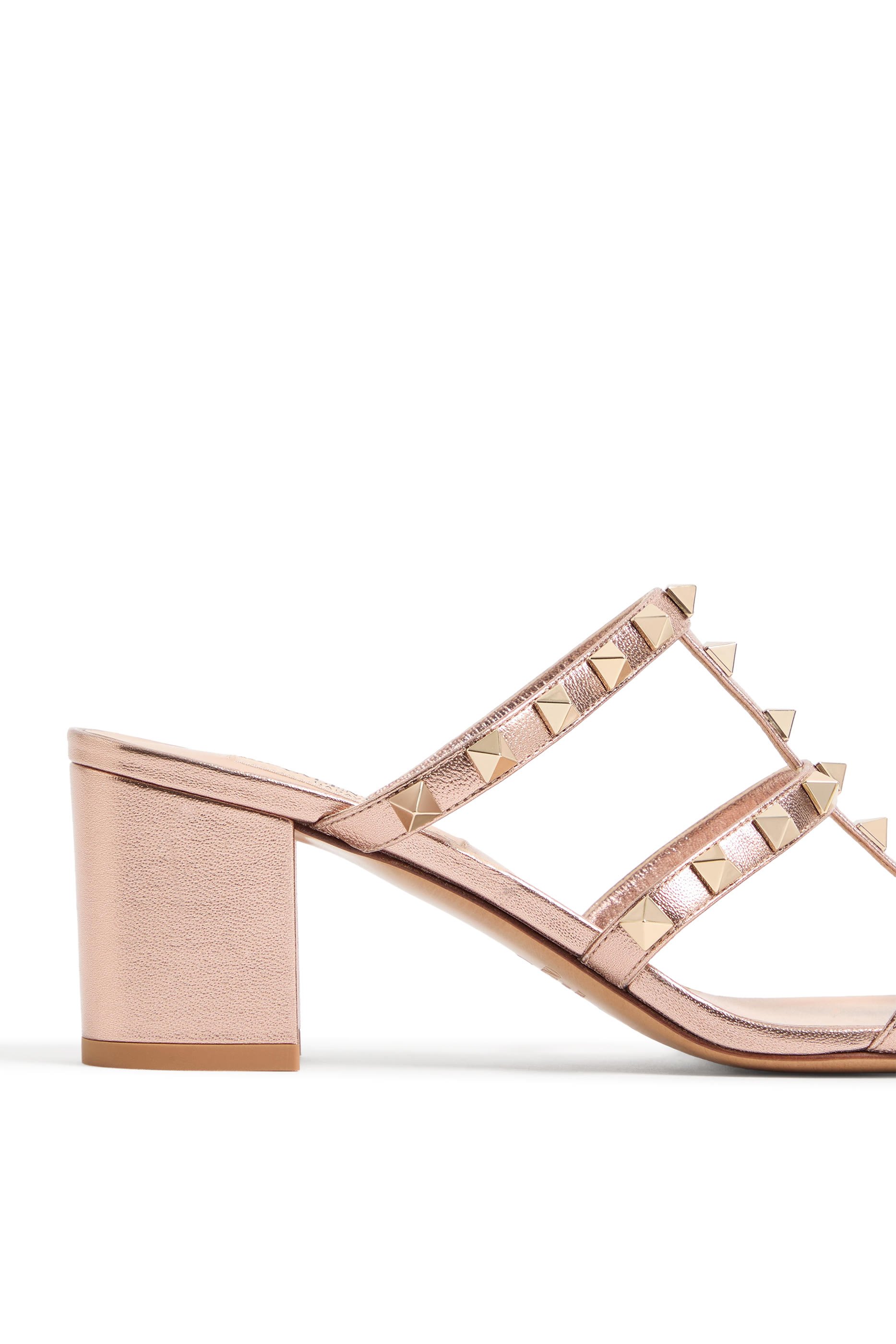  Rockstud Calfskin Leather 60 Slide Sandals