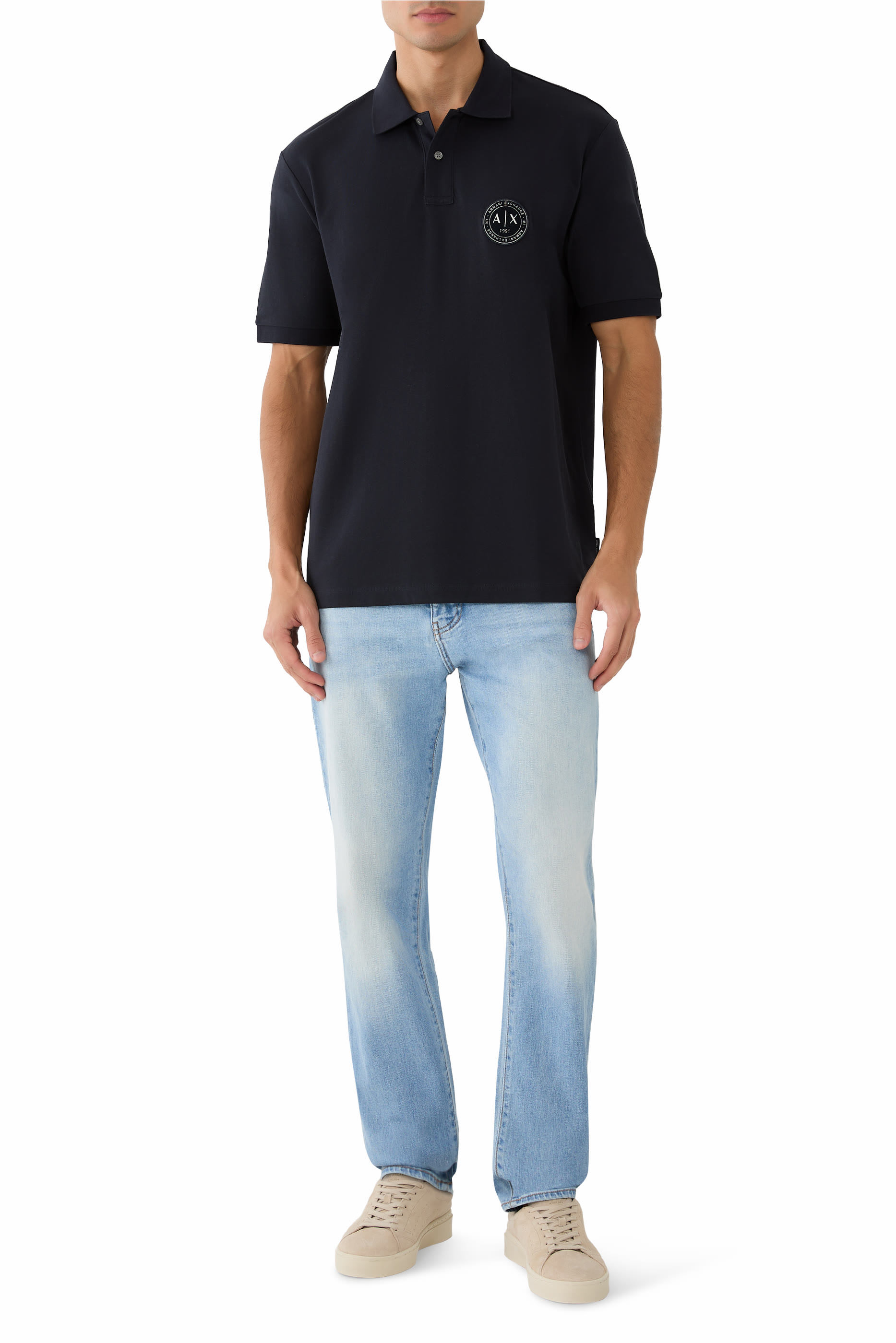 AX Logo Rib Details Polo Shirt