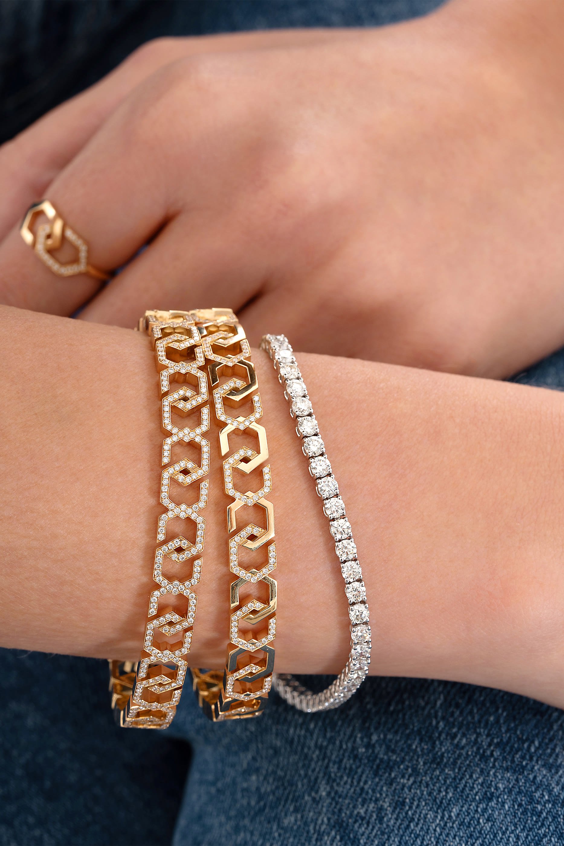 Infinity Bangle, 18k Yellow Gold & Diamonds