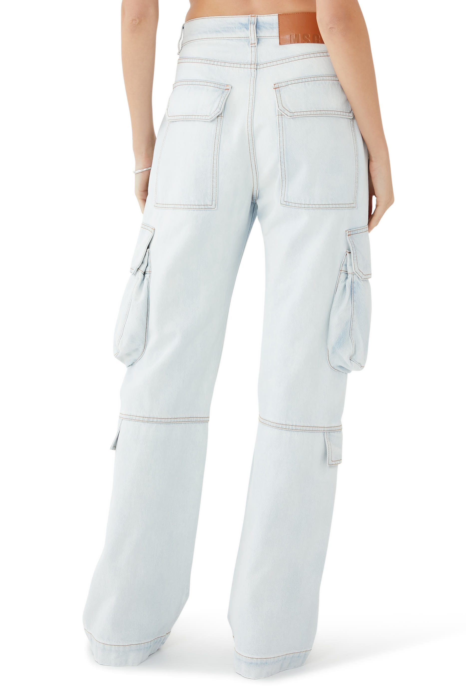 Light-Wash Cargo Jeans