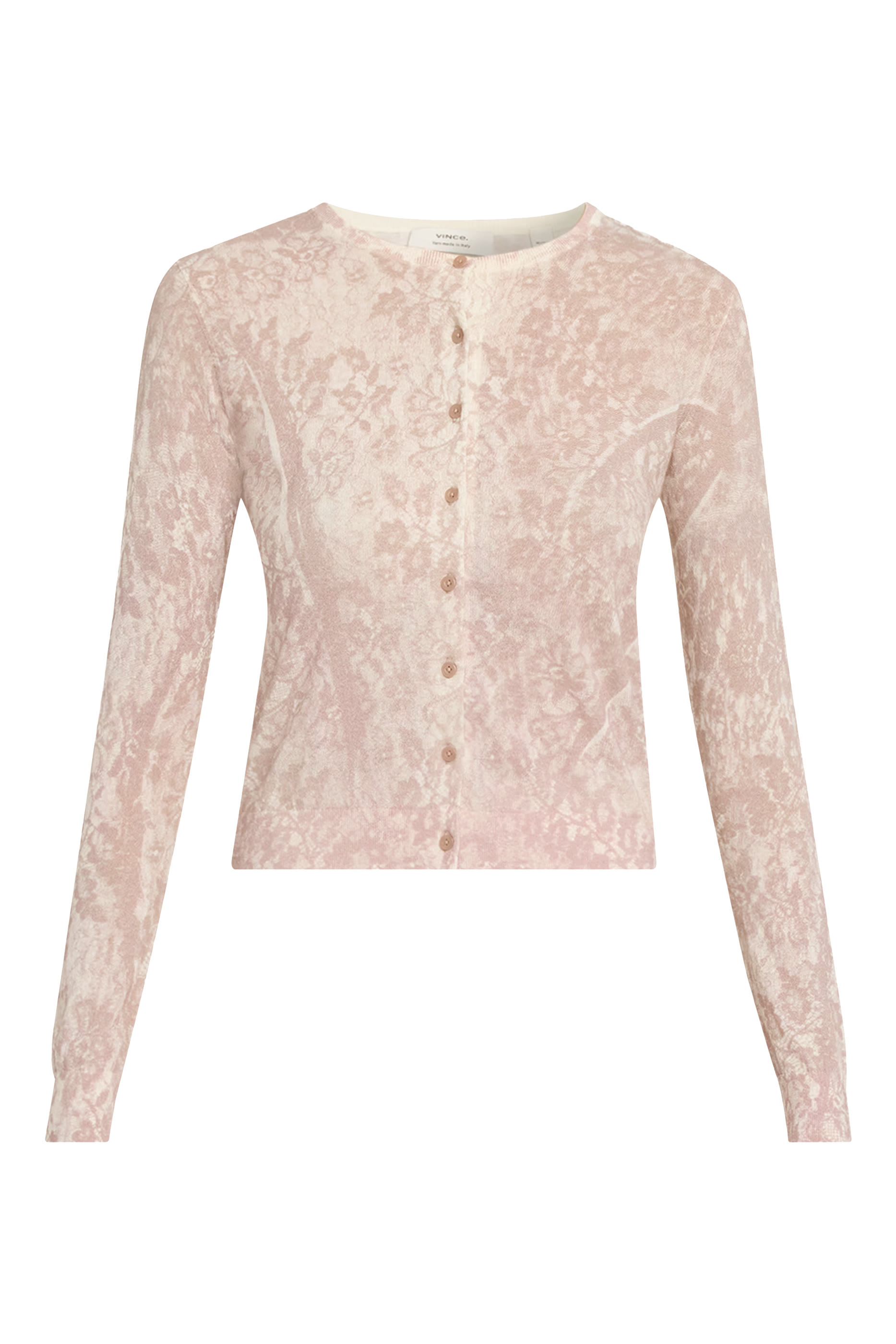 Lace-Print Italian Cotton-Blend Cardigan