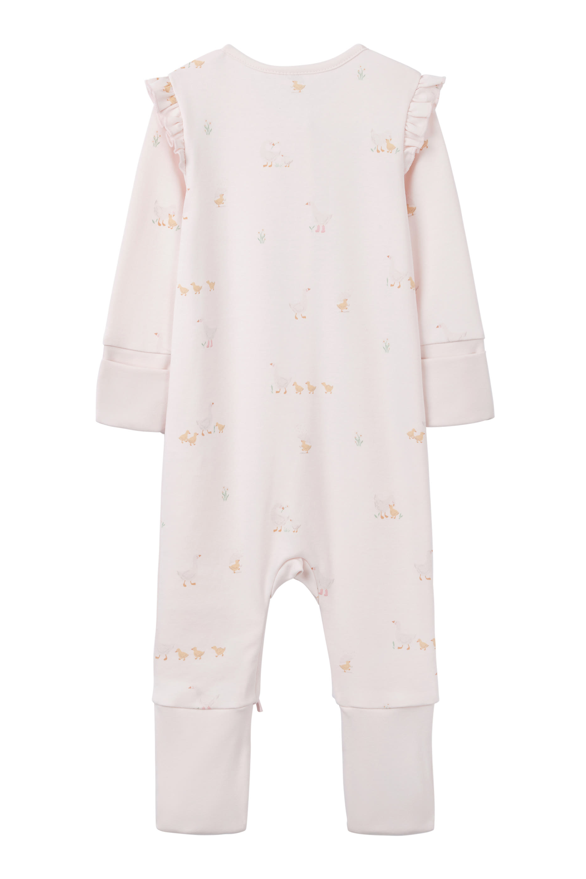 Kids Organic Cotton Puddle Ducks Frill Sleeve Sleepsuit