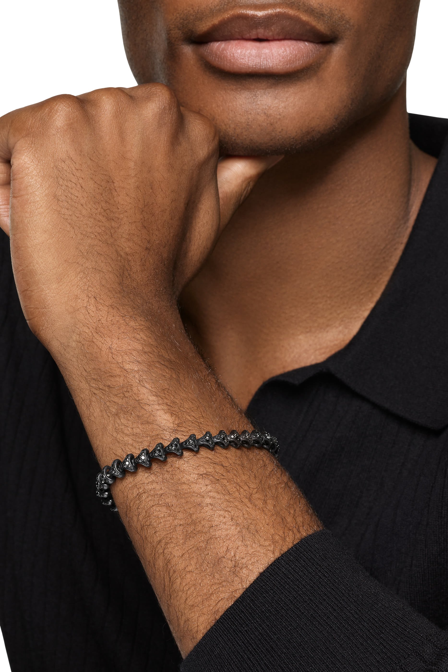  Armory&reg; Link Bracelet,  Black Titanium & Black Diamonds