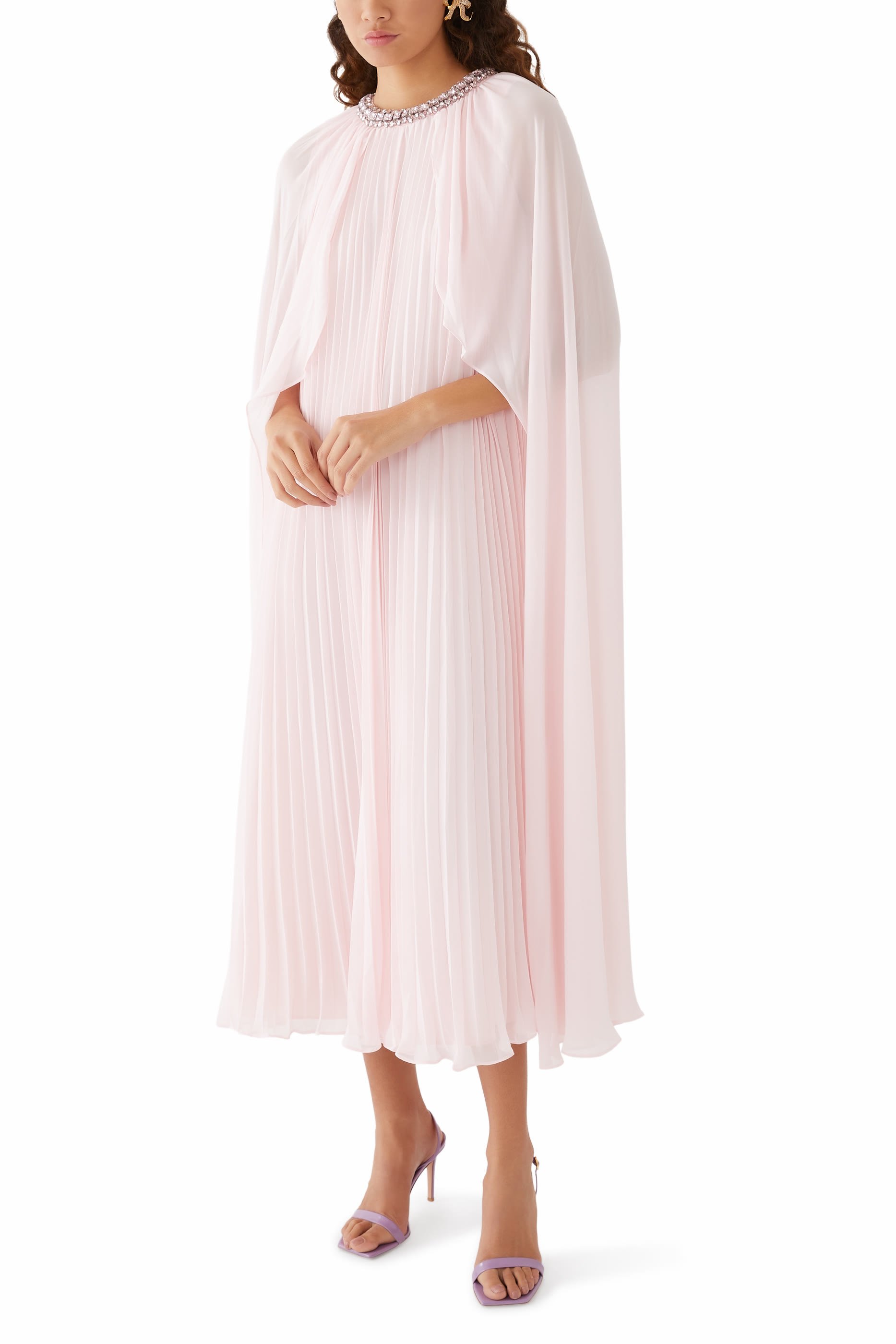 Chiffon Cape Midi Dress