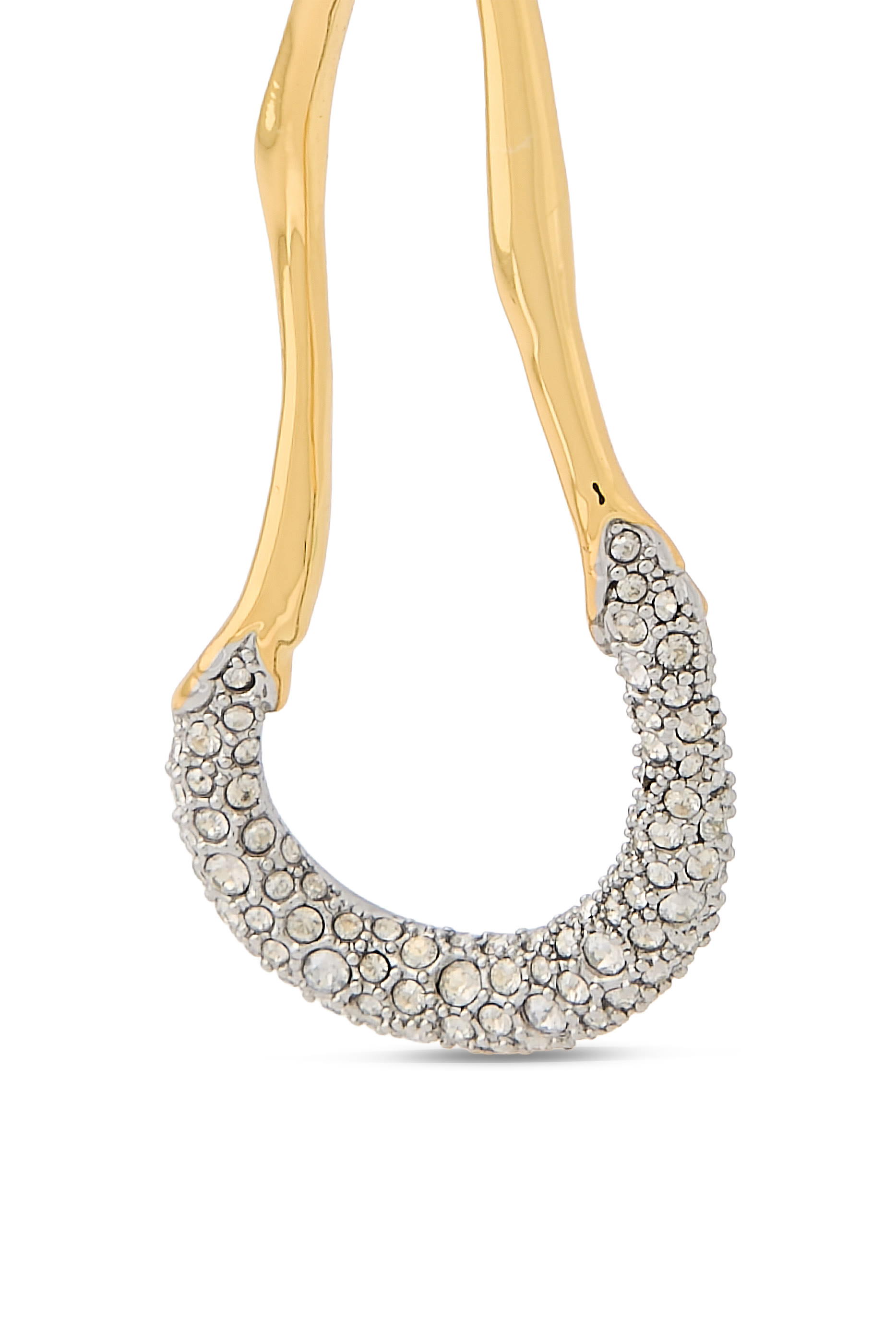 Solanales Crystal Curve Drop Earrings, 14K Gold Plated Brass, Rhodium-tone Plated Brass & Crystal