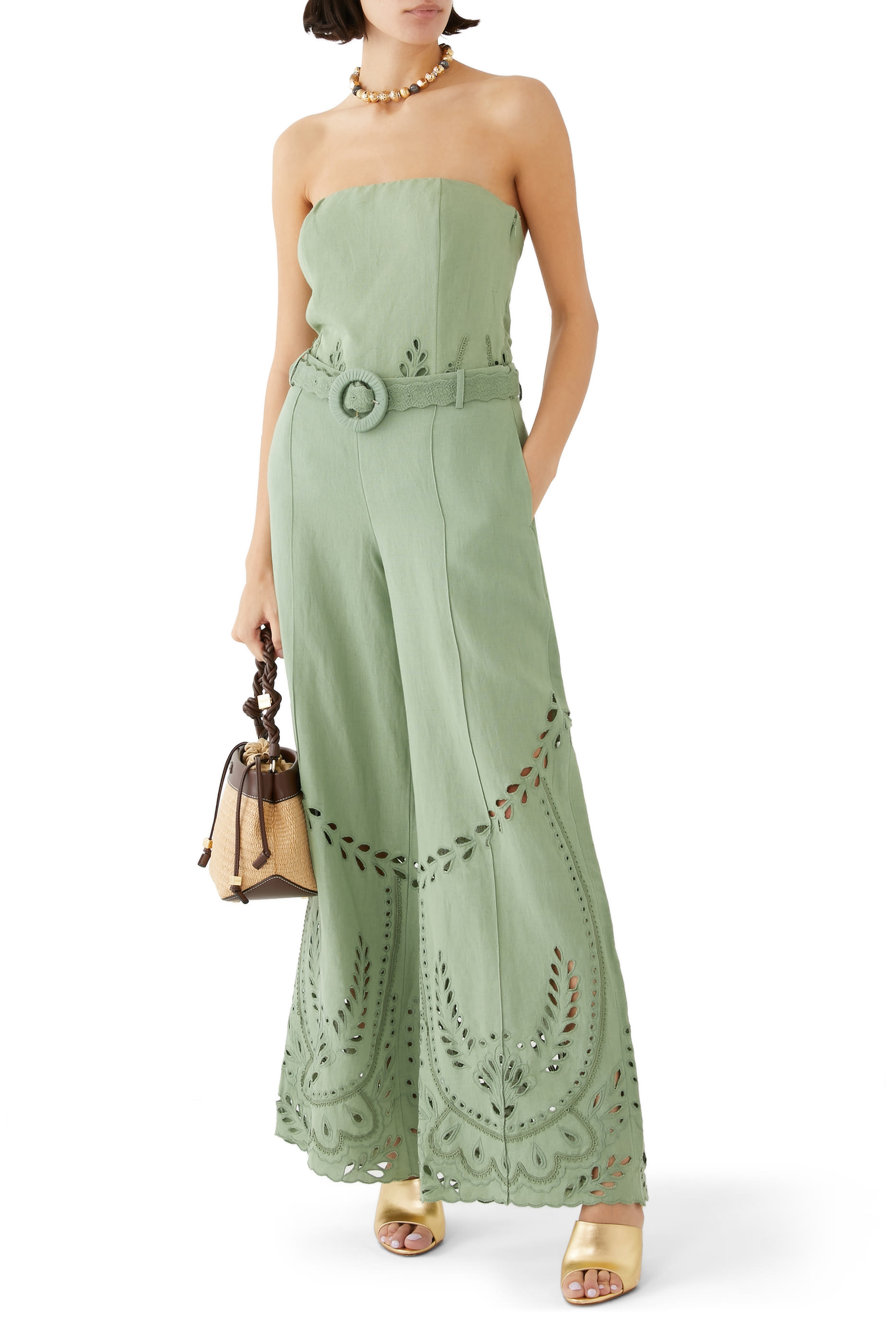 Alya Flared Pants with Buckle Belt