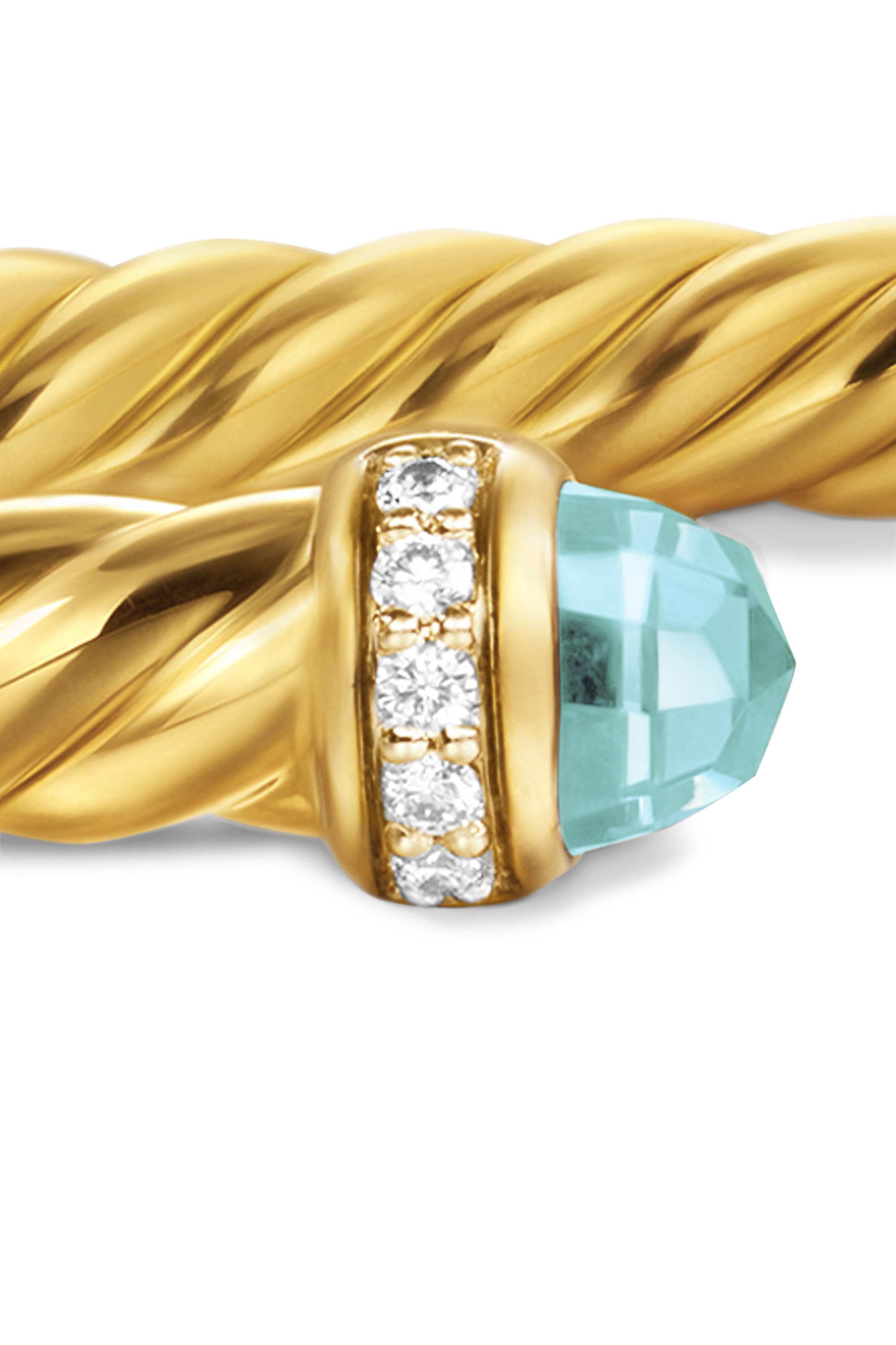 Cablespira® Flex Bracelet, 18k Yellow Gold with Aquamarine & Diamonds