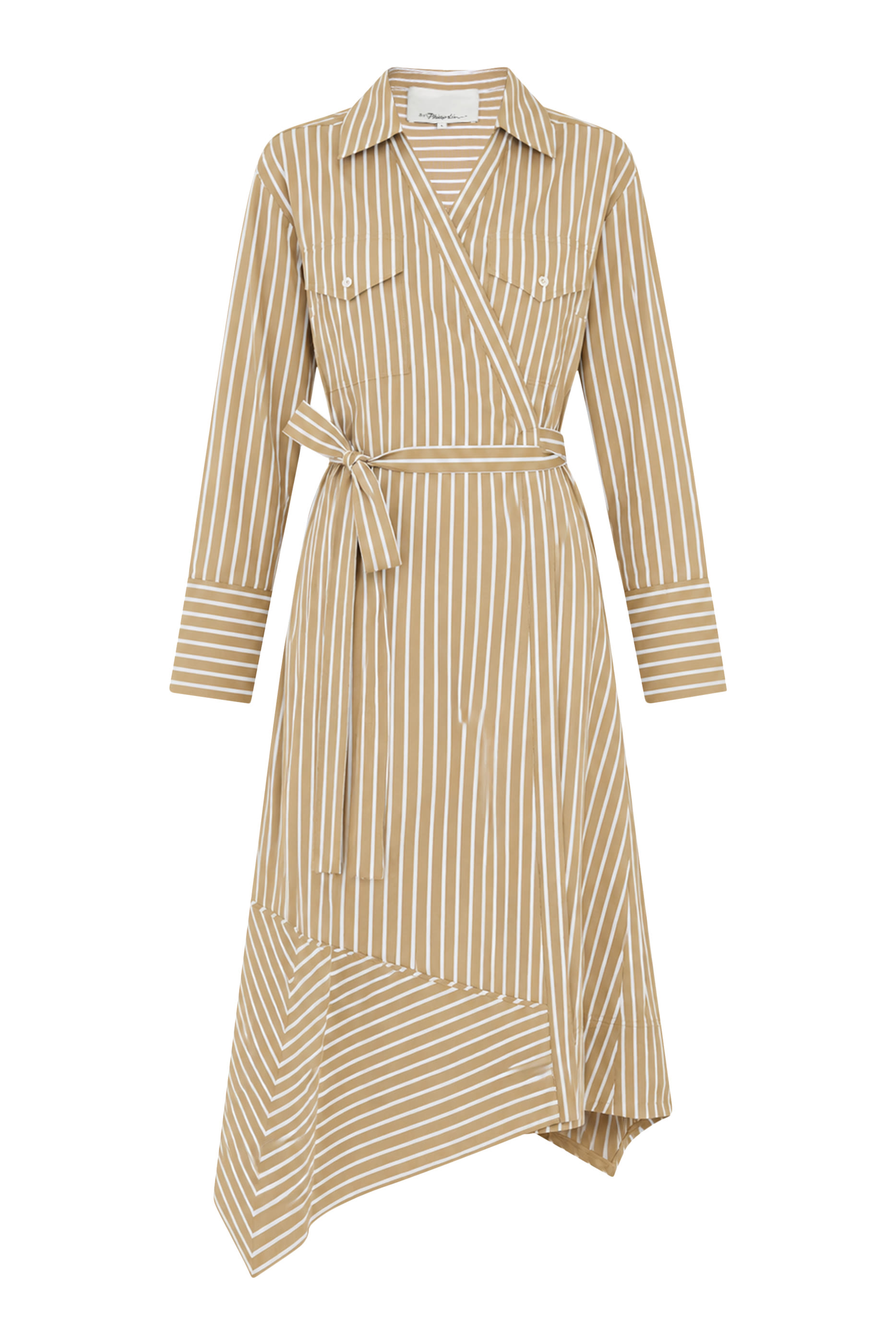 Stripe Poplin Wrap Shirt Dress 