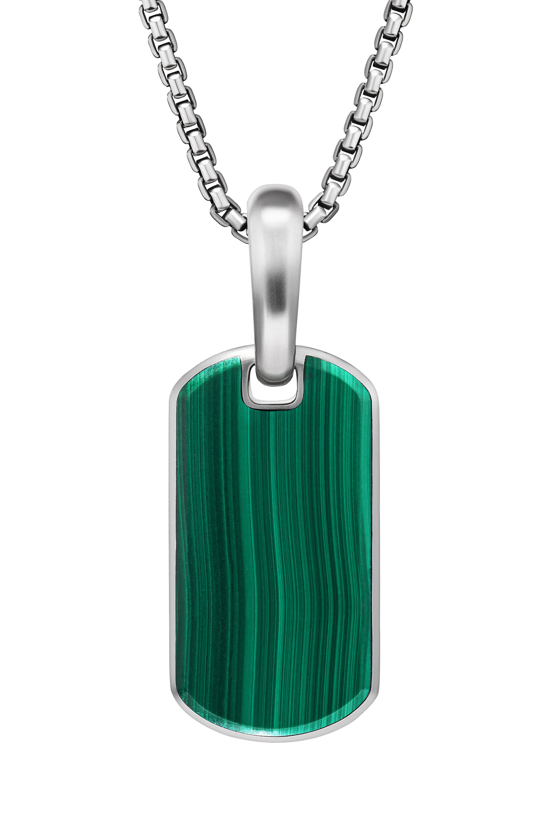 Chevron Tag, Sterling Silver & Malachite