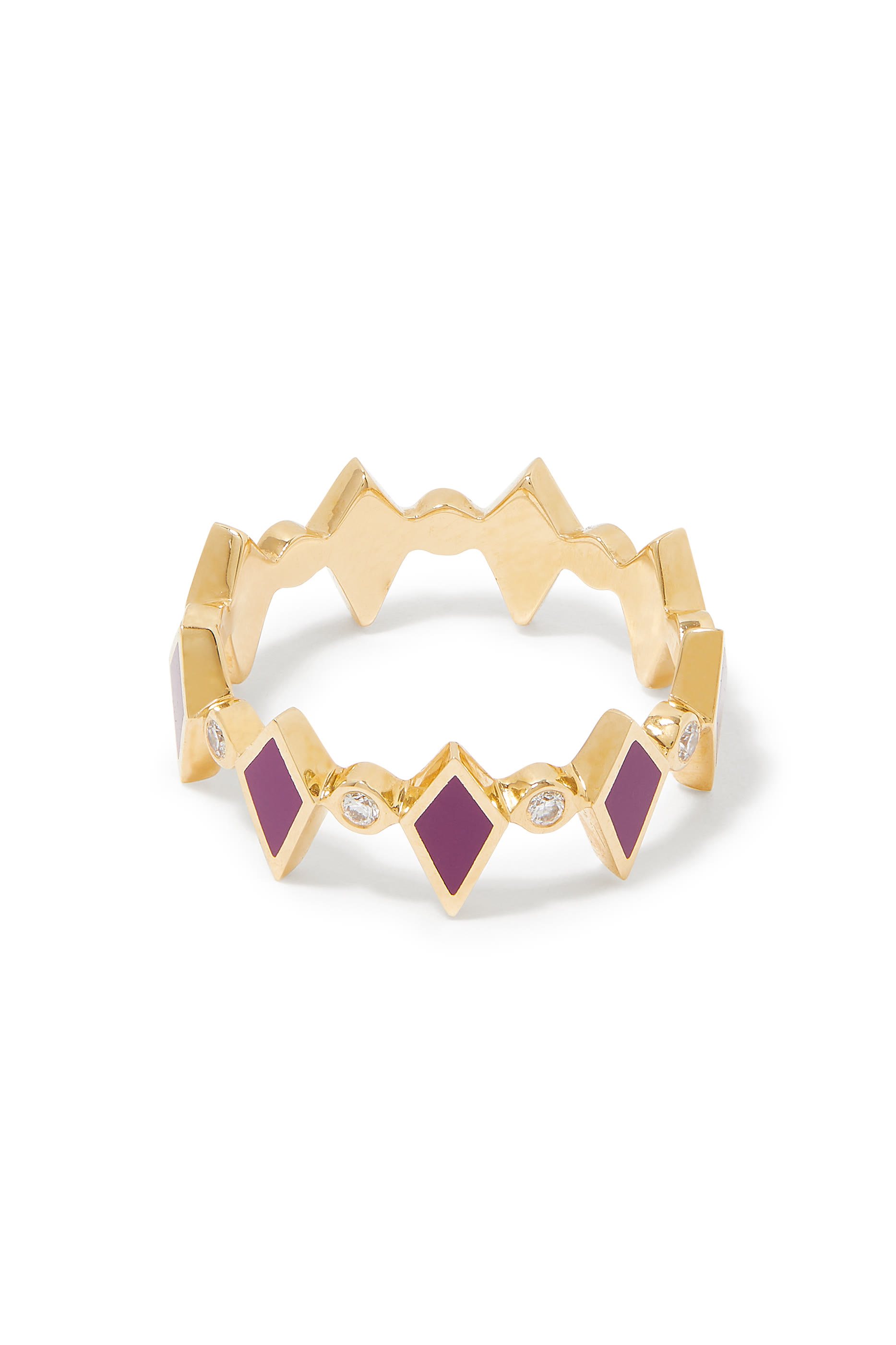 Mosaic Ring, 18k Yellow Gold & Diamonds, Enamel