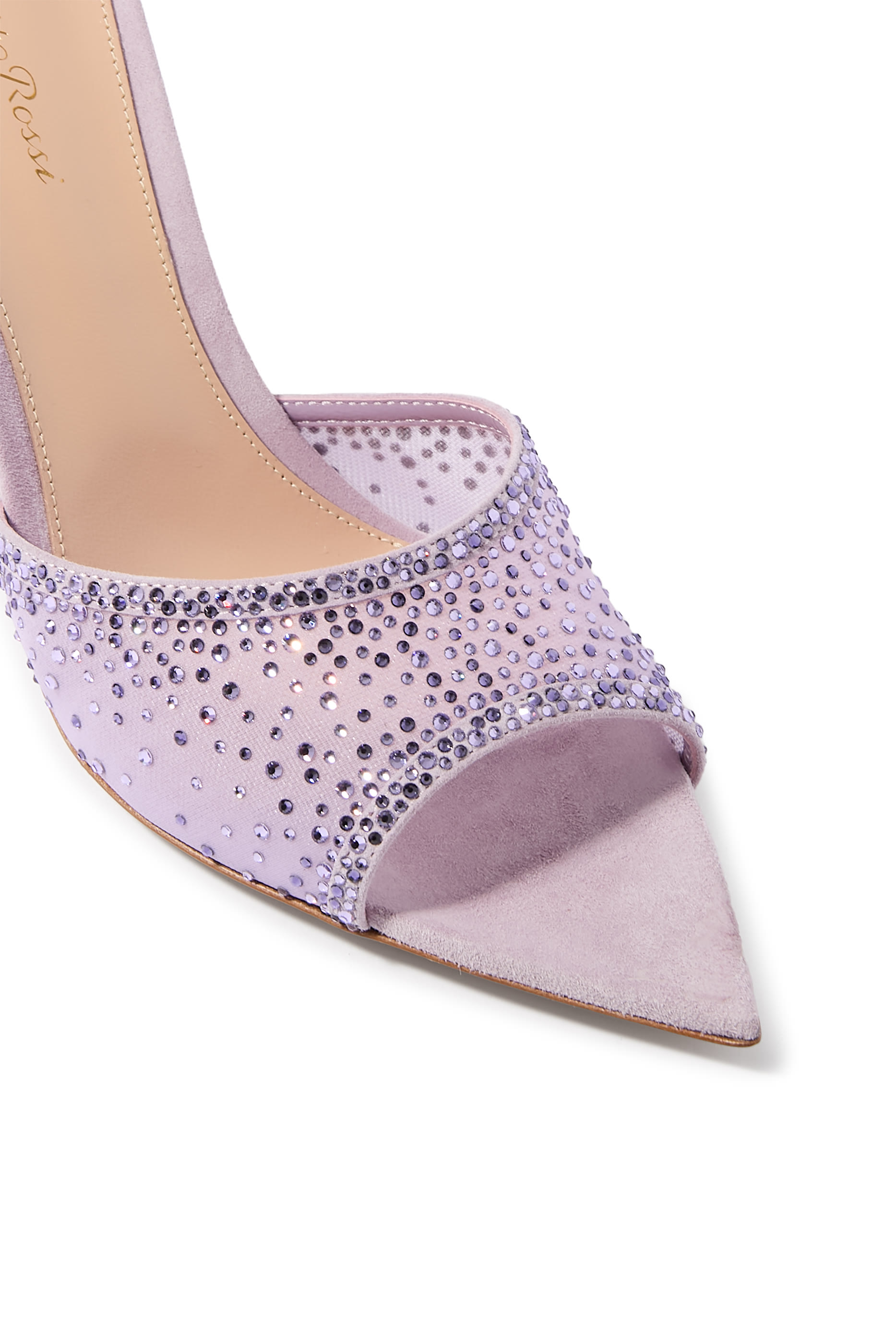 Rania 85 Embellished Mules in Suede and Organza 
