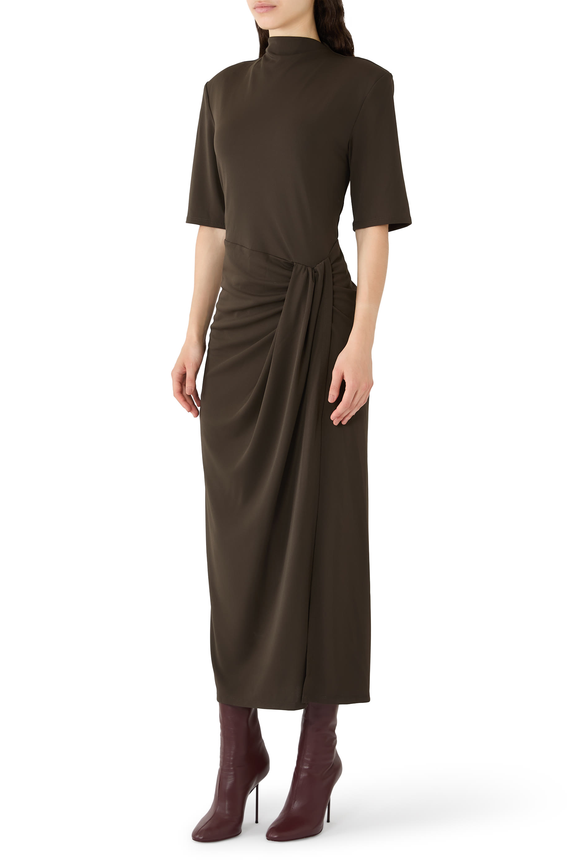 Draped Skirt Midi Dress 