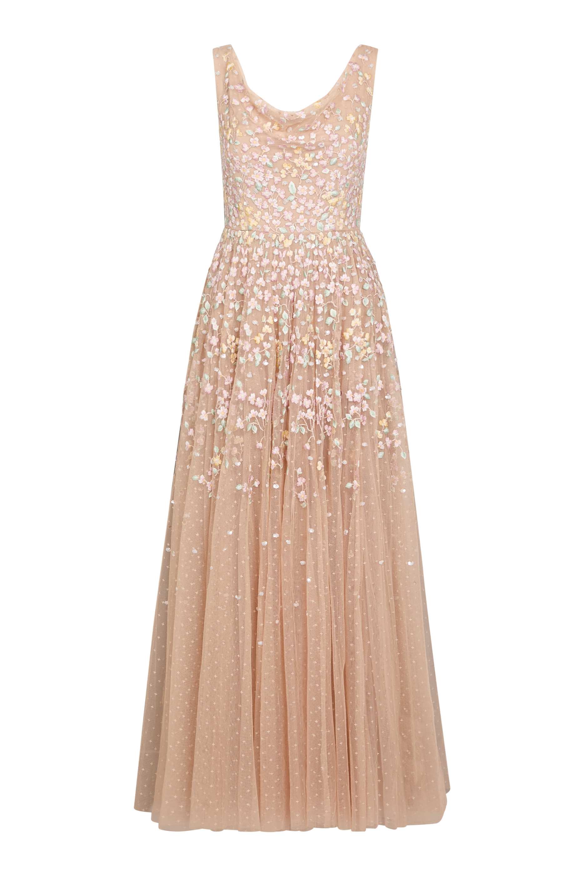 Versailles Ditsy Cowl Neck Gown