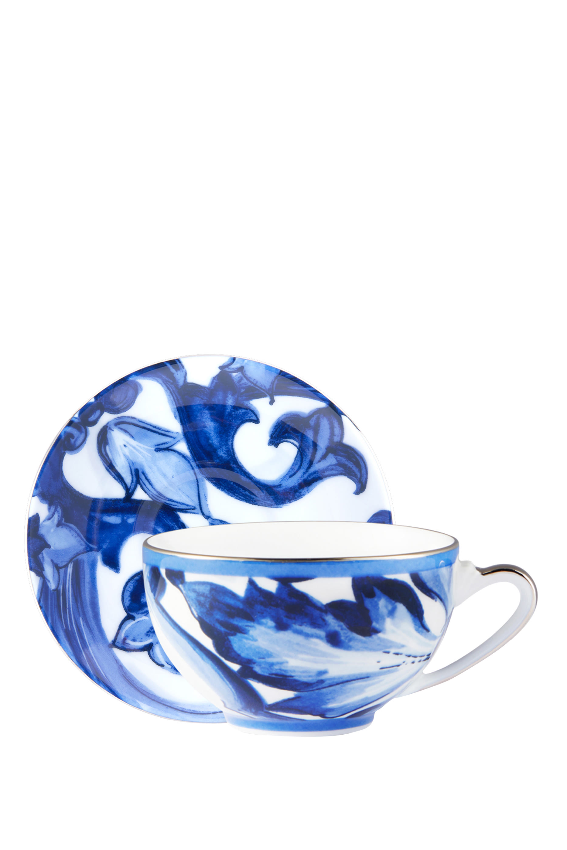 Blu Mediterraneo Fiore Foglie Tea Cup & Saucer Set