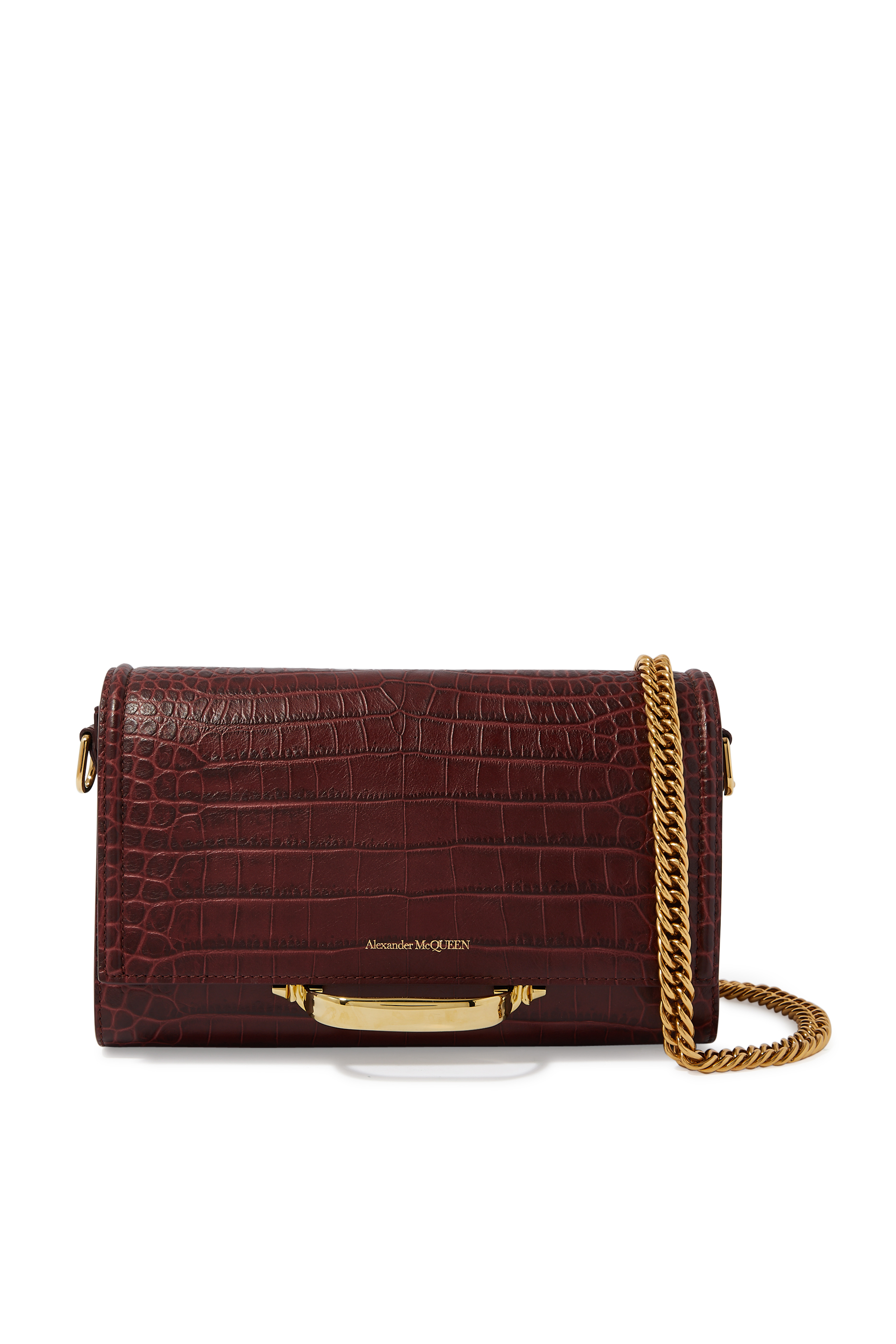 Croc-Embossed Leather Bag