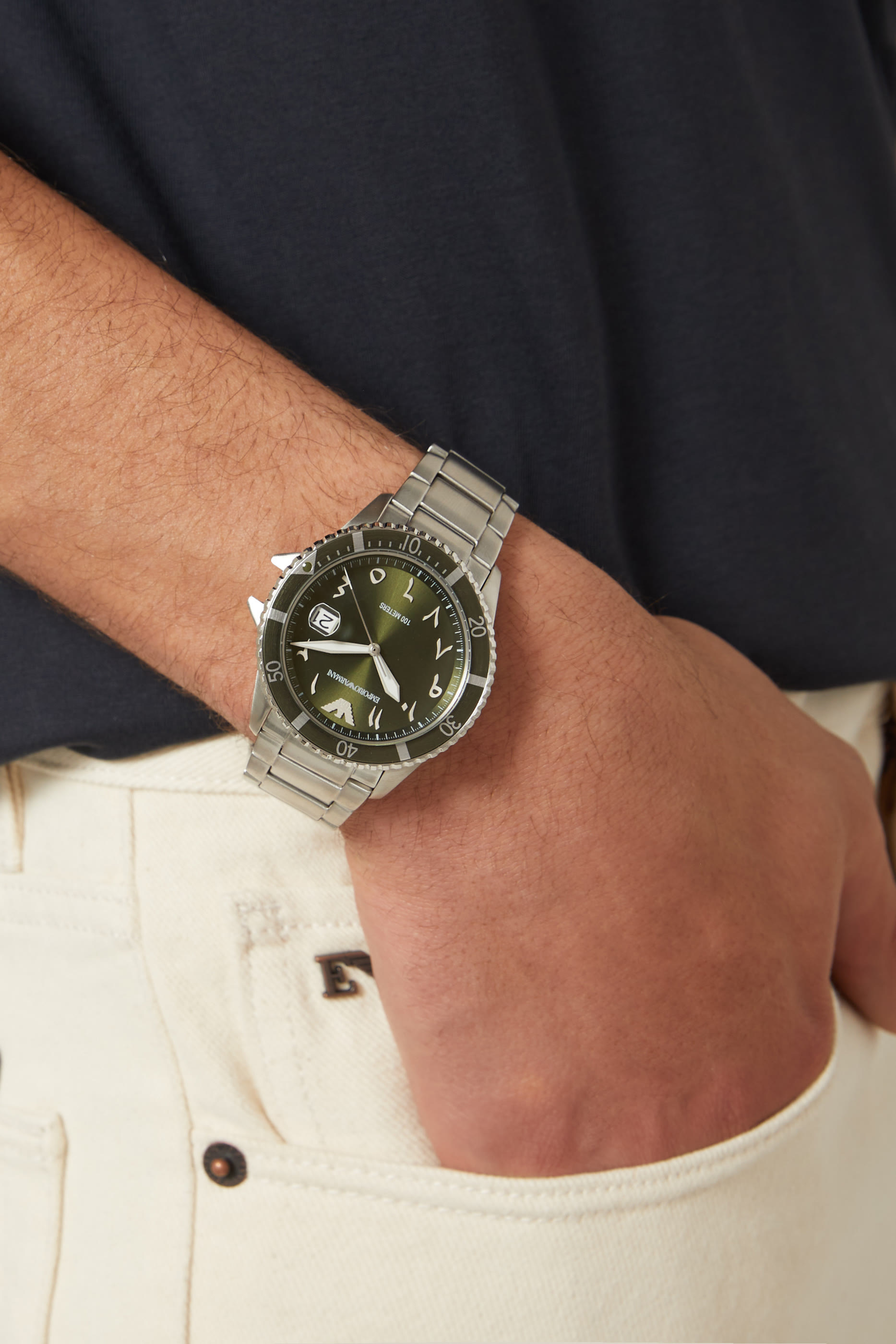 World Explorer Three-Hand Date Stainless Steel Watch