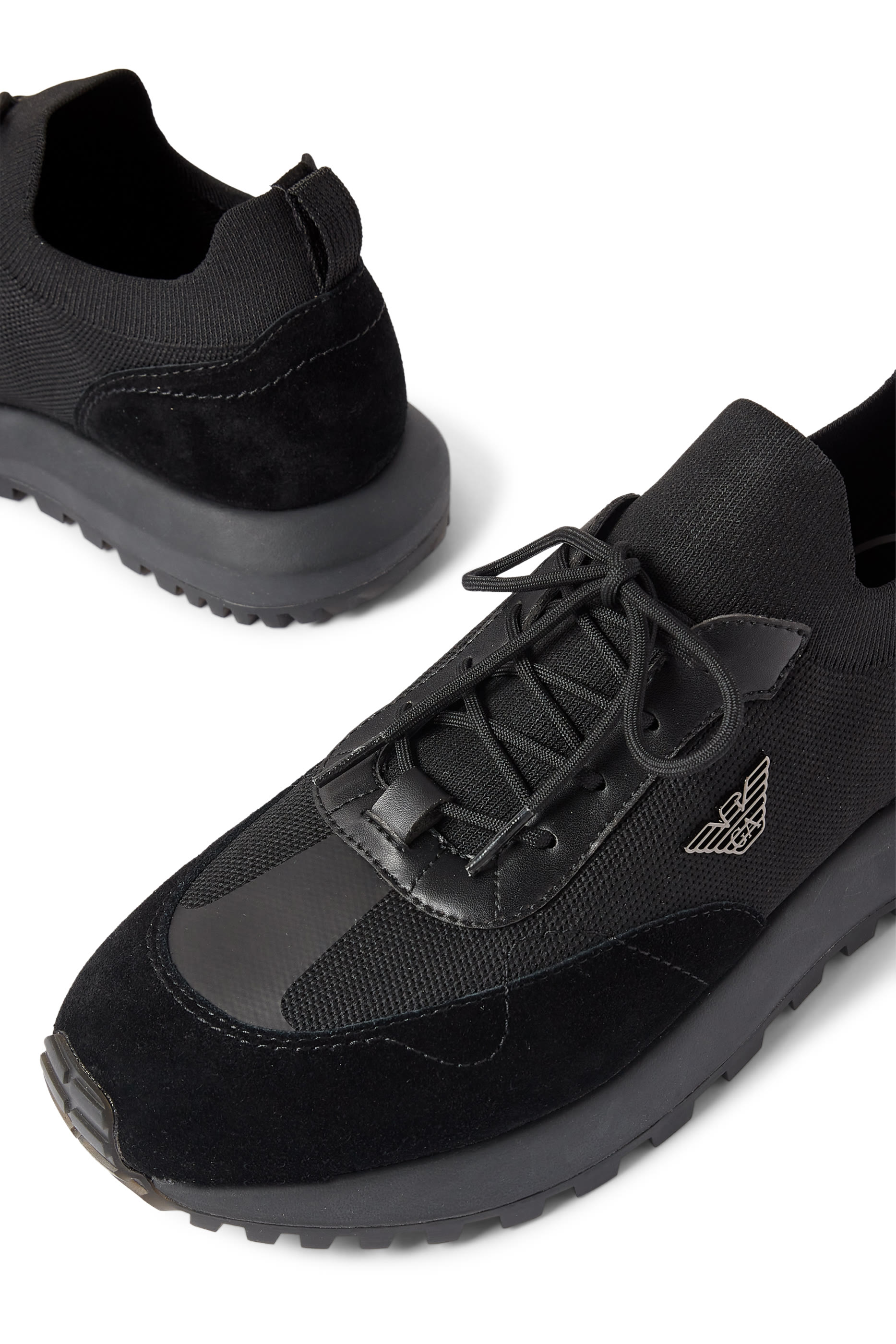 Knit Sneakers with Suede Details