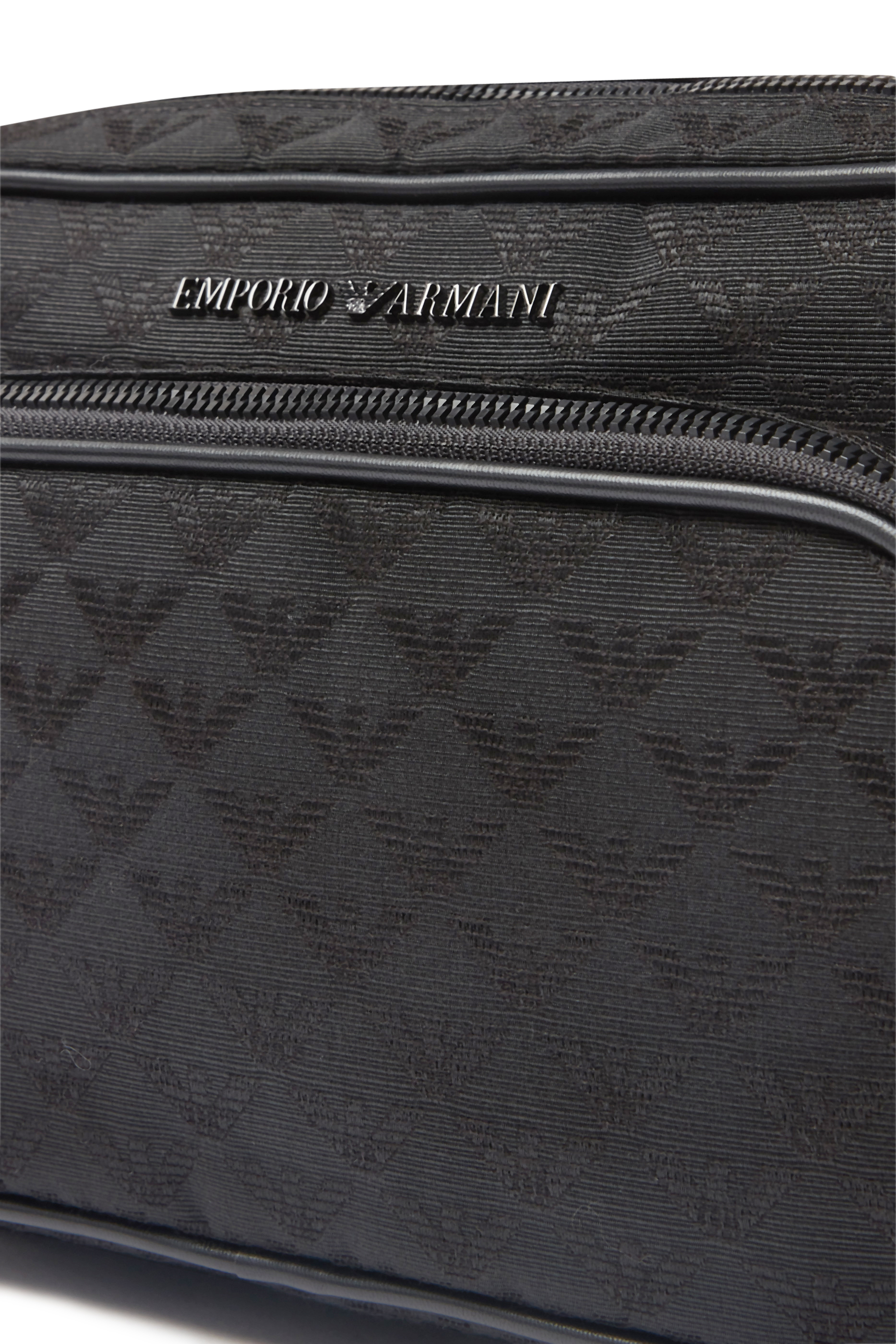 Nylon Shoulder Bag With All-Over Jacquard Eagle