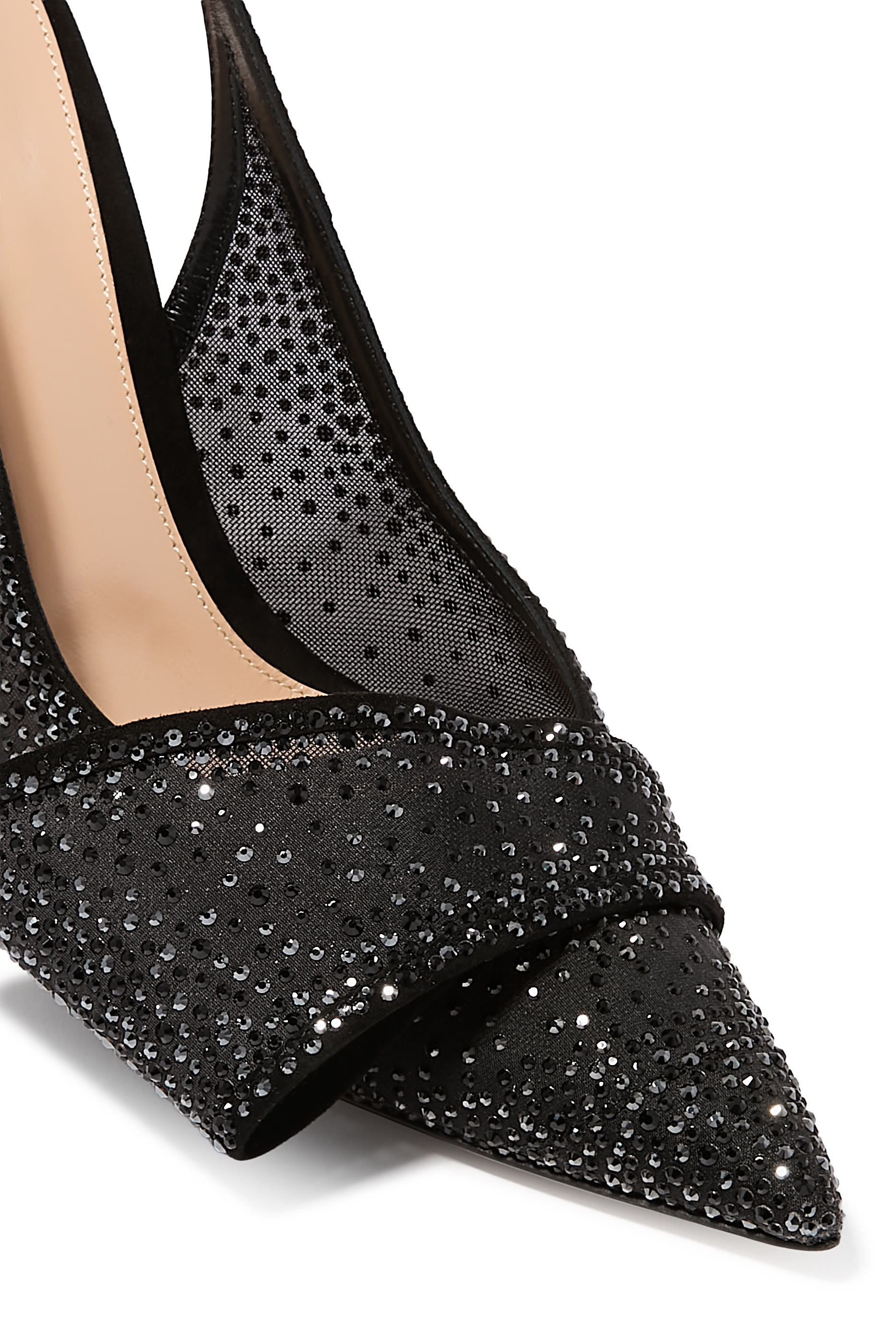 Bow Embellished 95 Suede Organza Slingback Pumps 