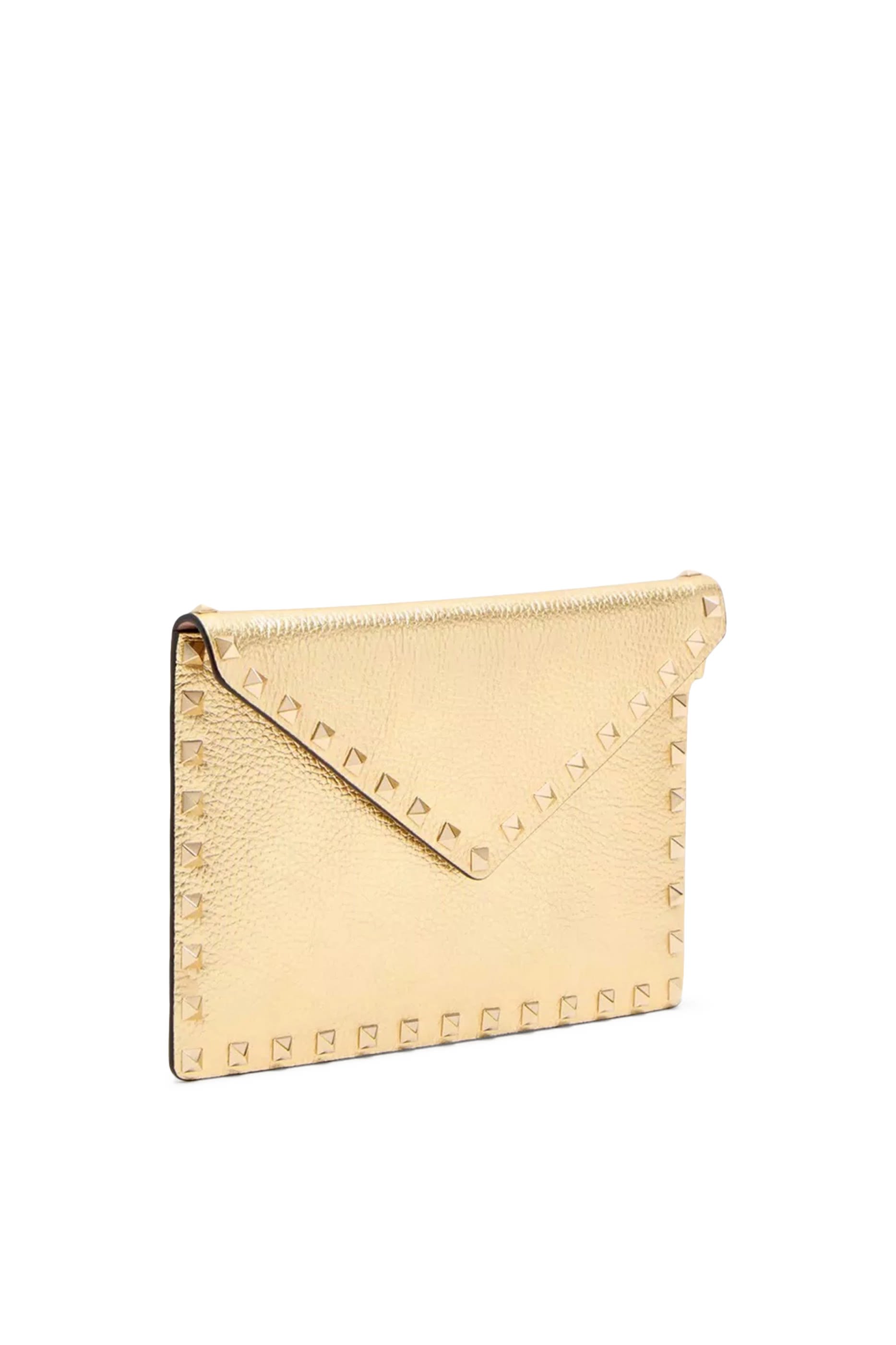 Rockstud Laminated Grainy Calfskin Clutch Bag