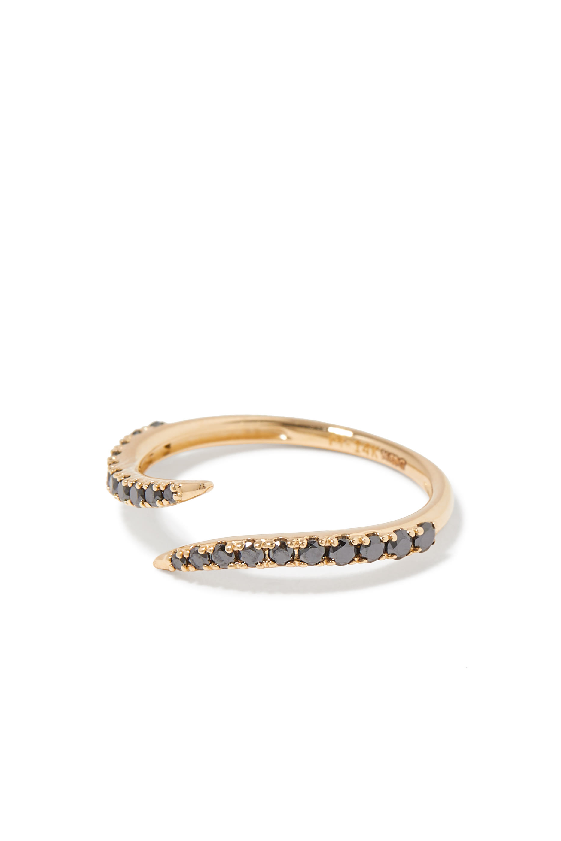 Fine Open Claw Ring, 14K Yellow Gold & Black Diamonds