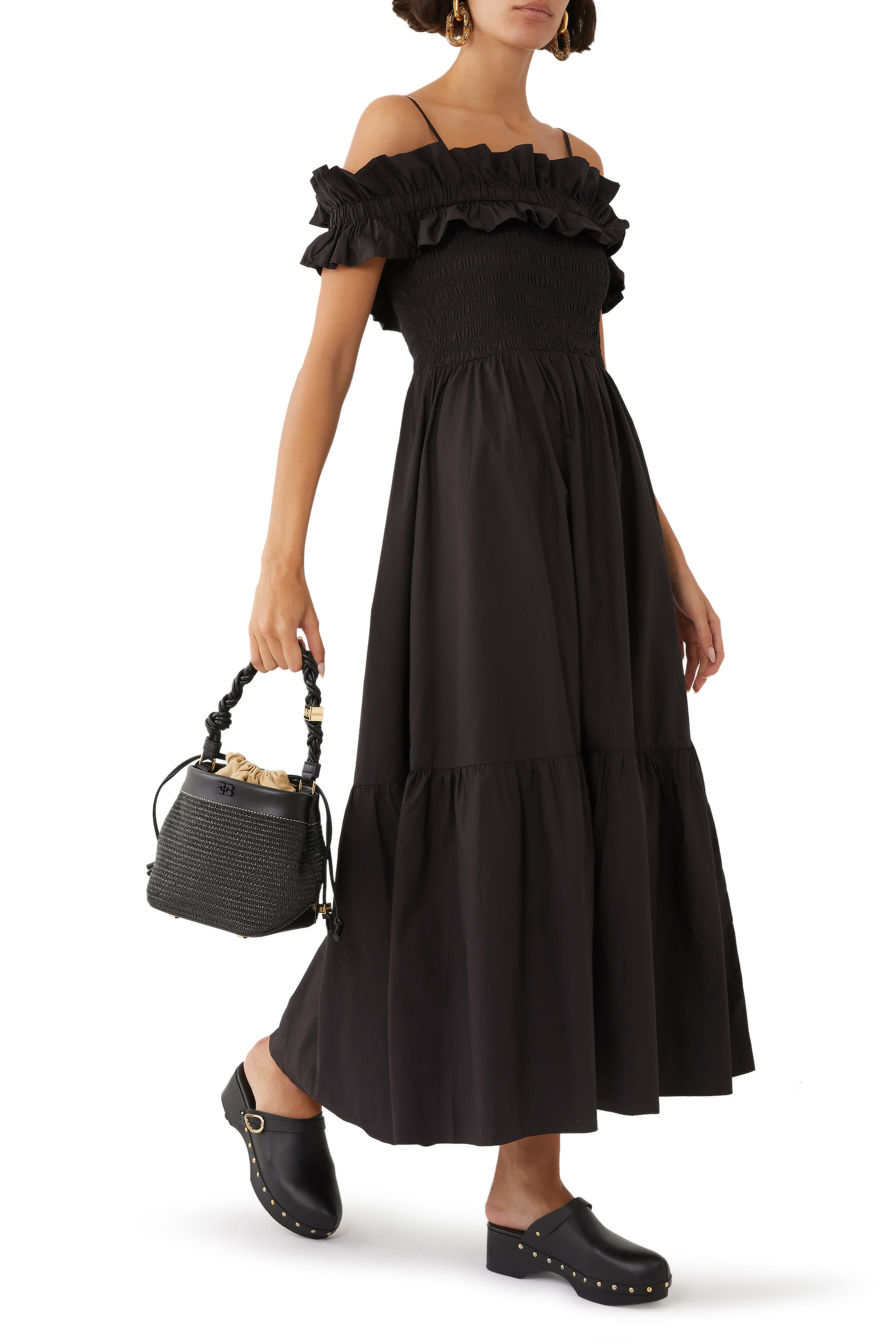 Cotton Poplin Long Smock Dress