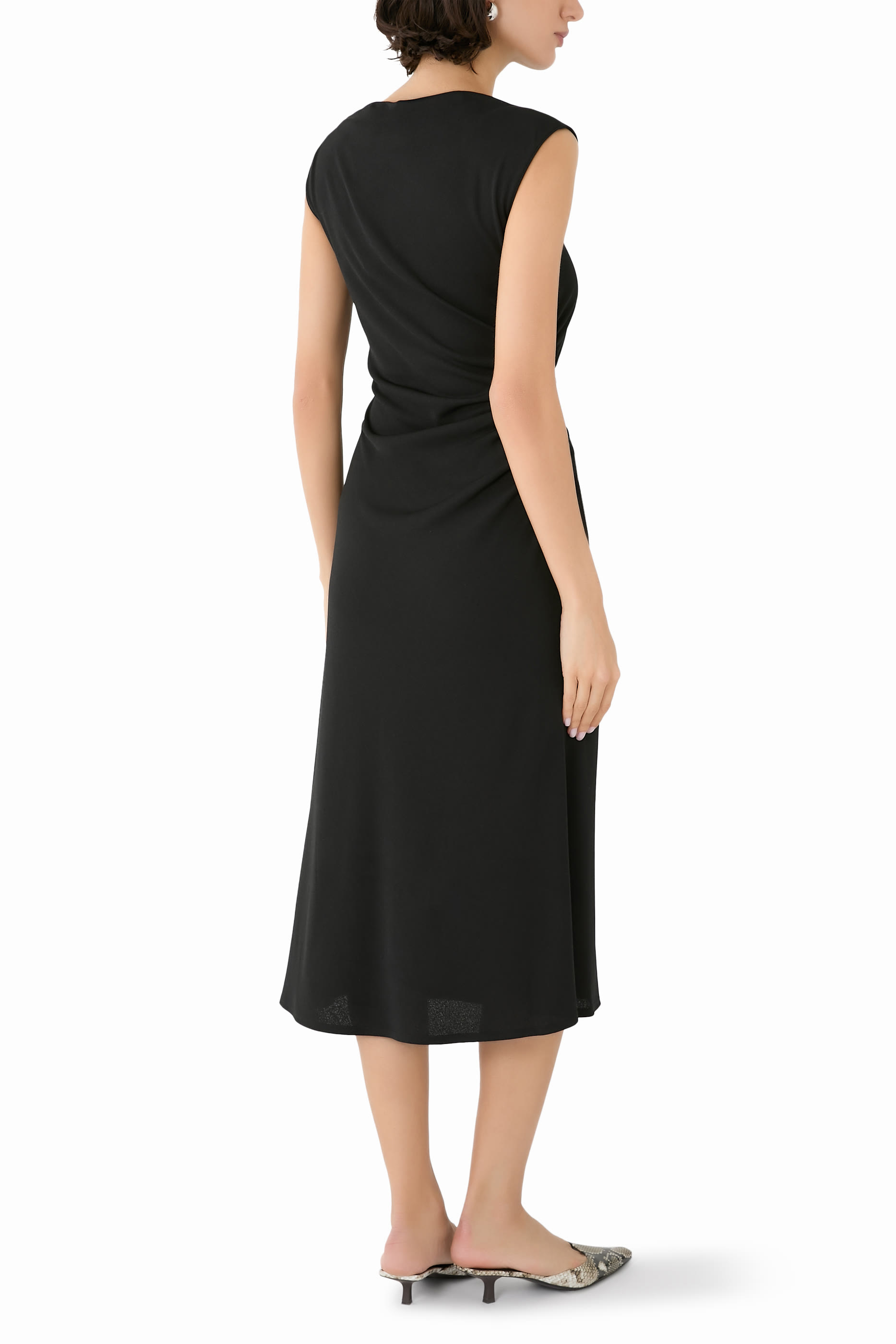Draped Boatneck Dress in Crepe Jersey