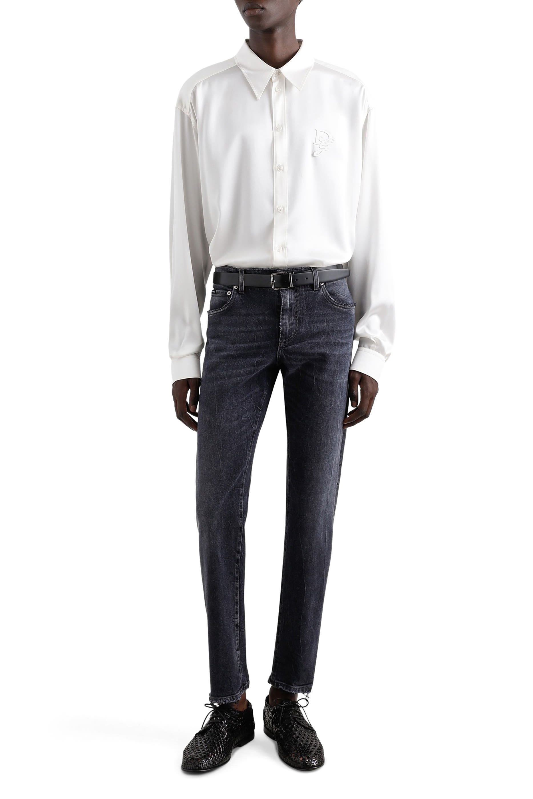 Logo Embroidered Slim-Fit Stretch Cotton Jeans