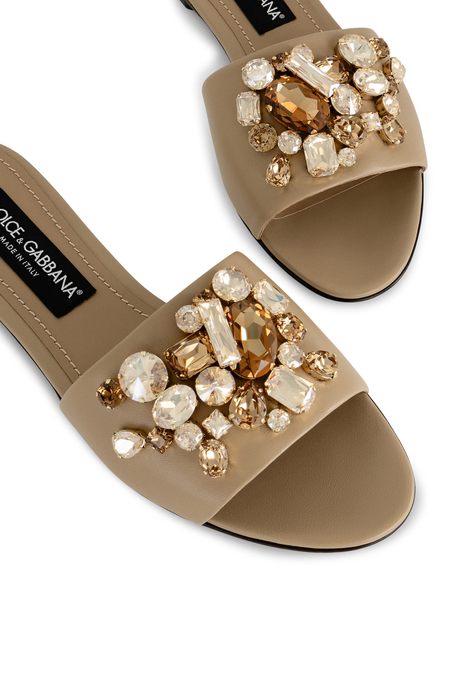 Bezel-Embellished Slide Sandals