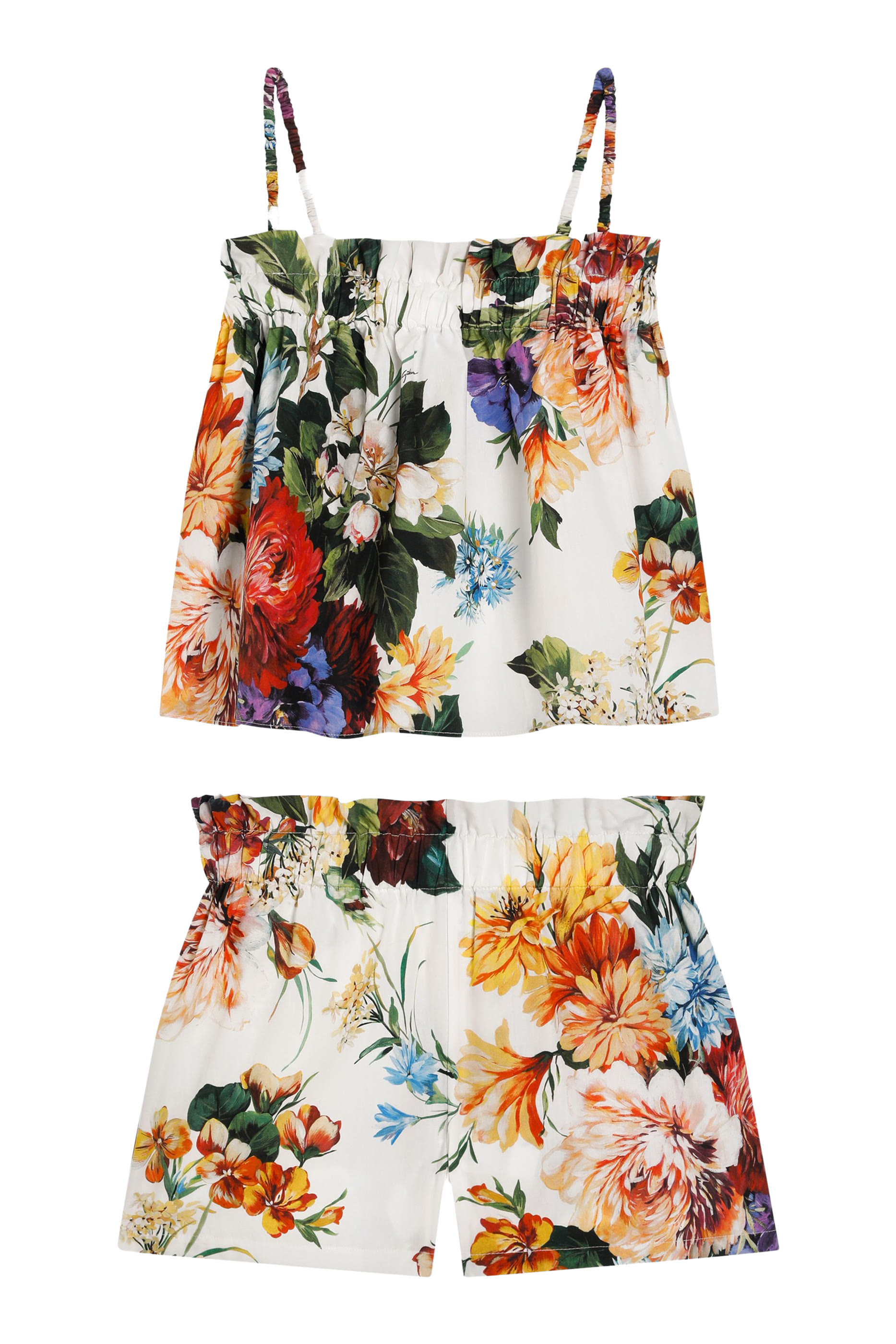 Kids Flower-Print Poplin Top and Shorts Set