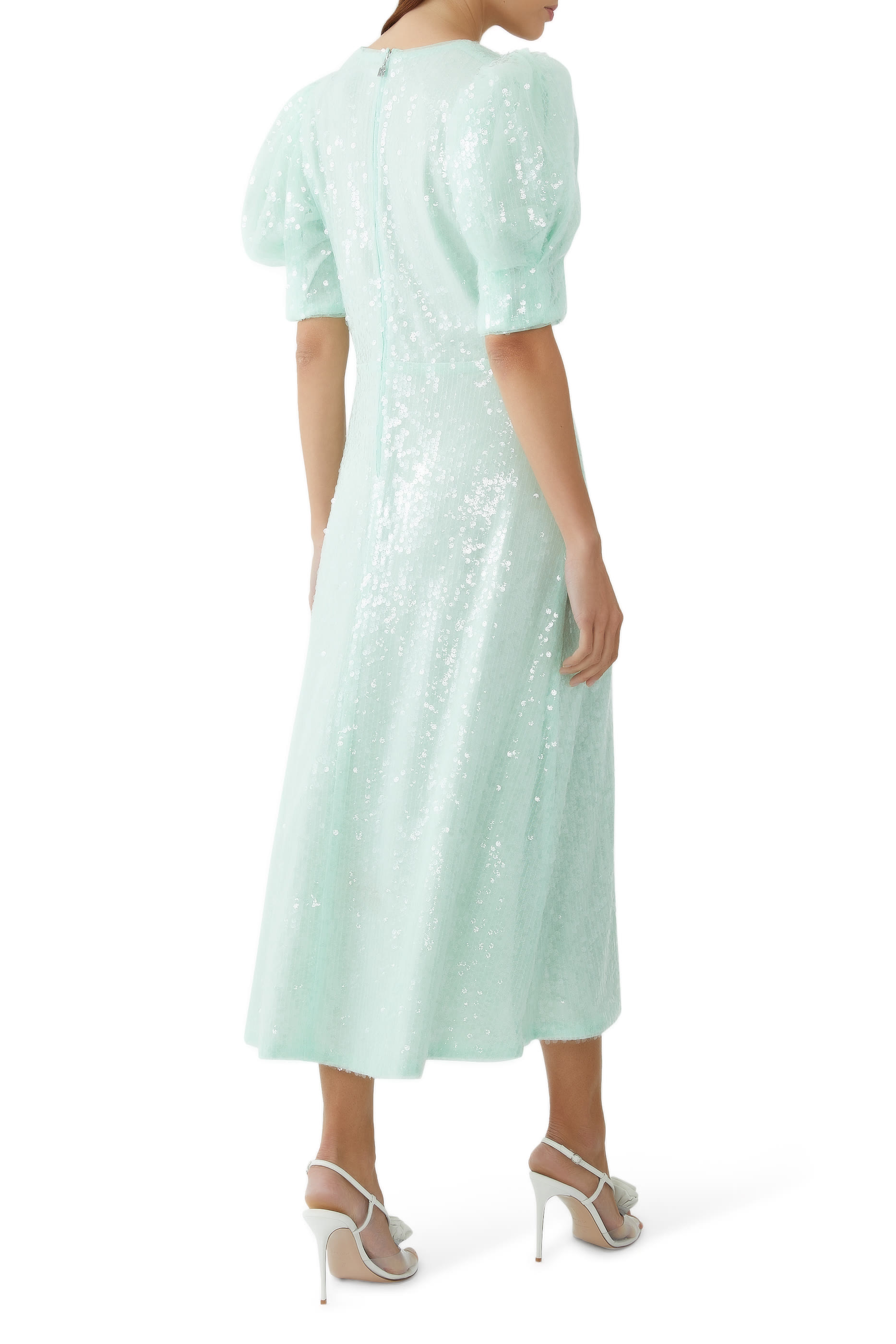 Sequins Midi V-Neck Dress