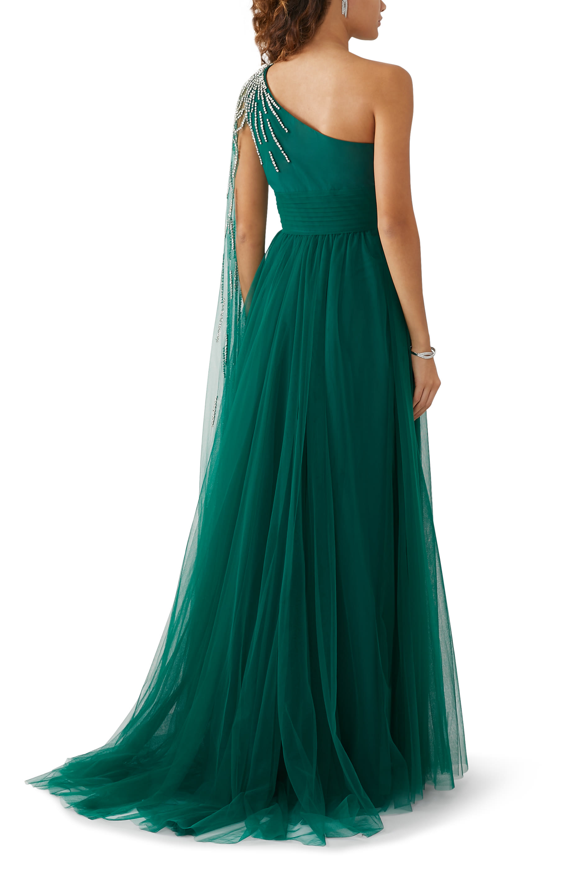 Embellished One Shoulder Gown