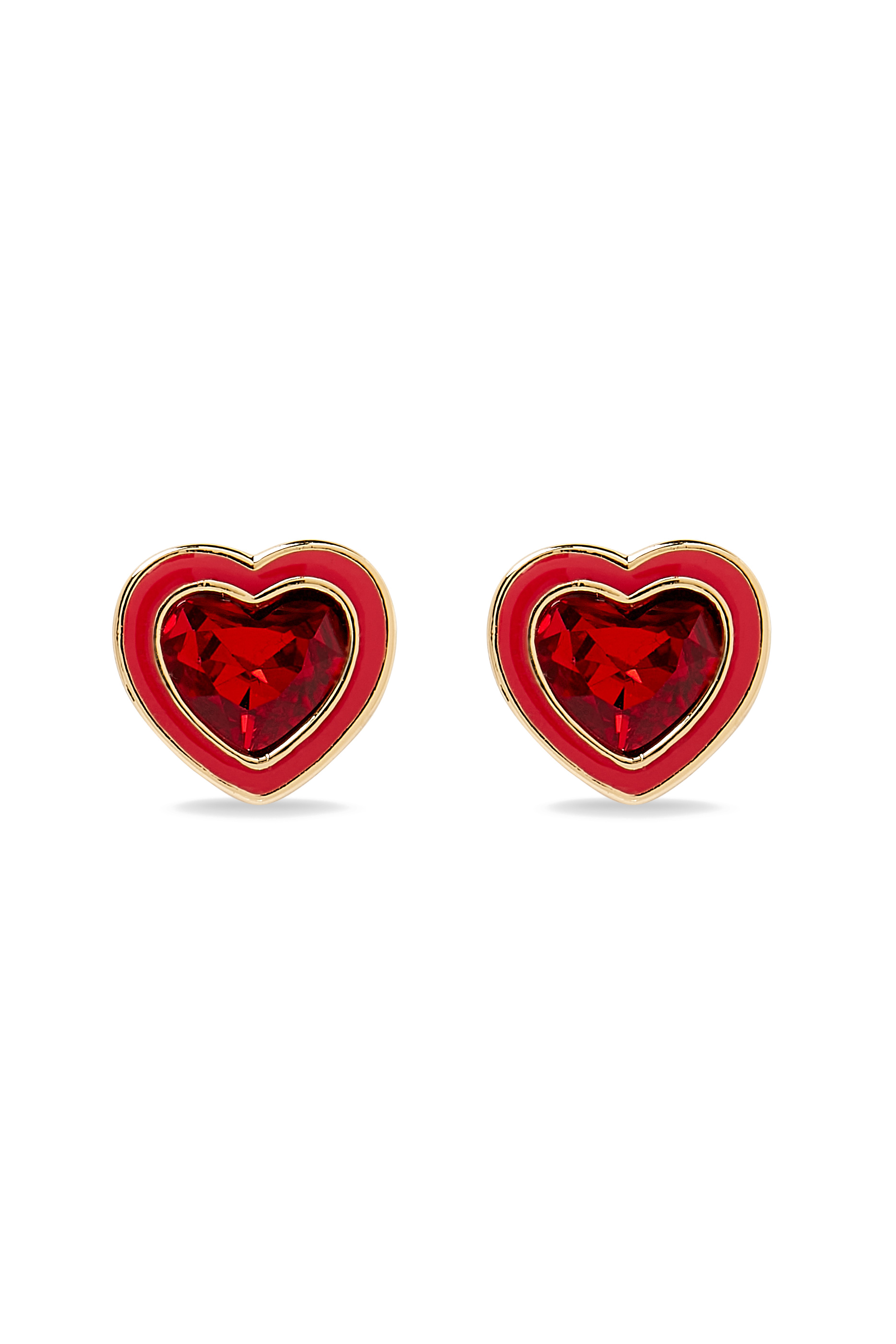 Enamel Heart Necklace & Stud Set