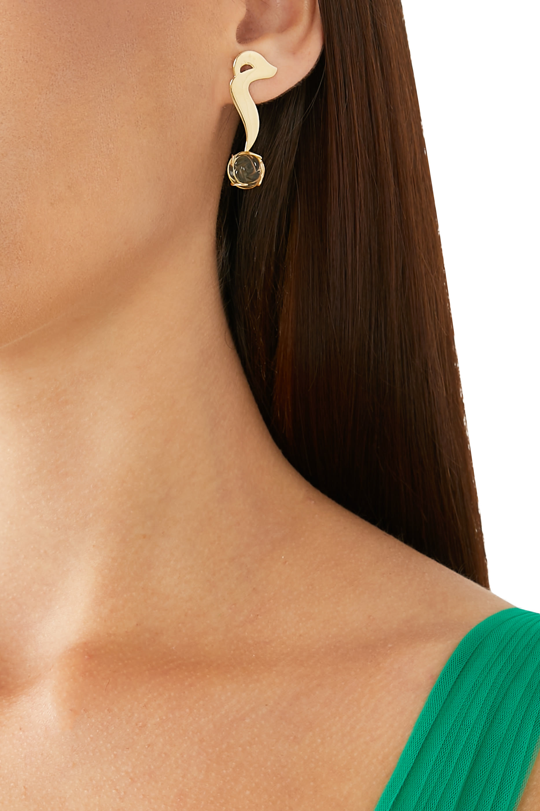 Oula Citrine Drop Earrings, 18k Yellow Gold with Citrine Stone