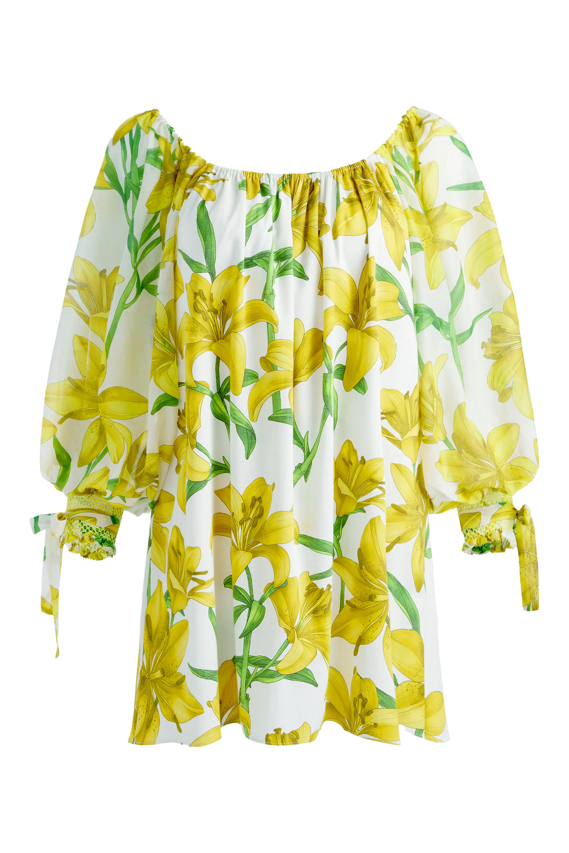 Artemis Off The Shoulder Blouson Tie Sleeve Mini Dress