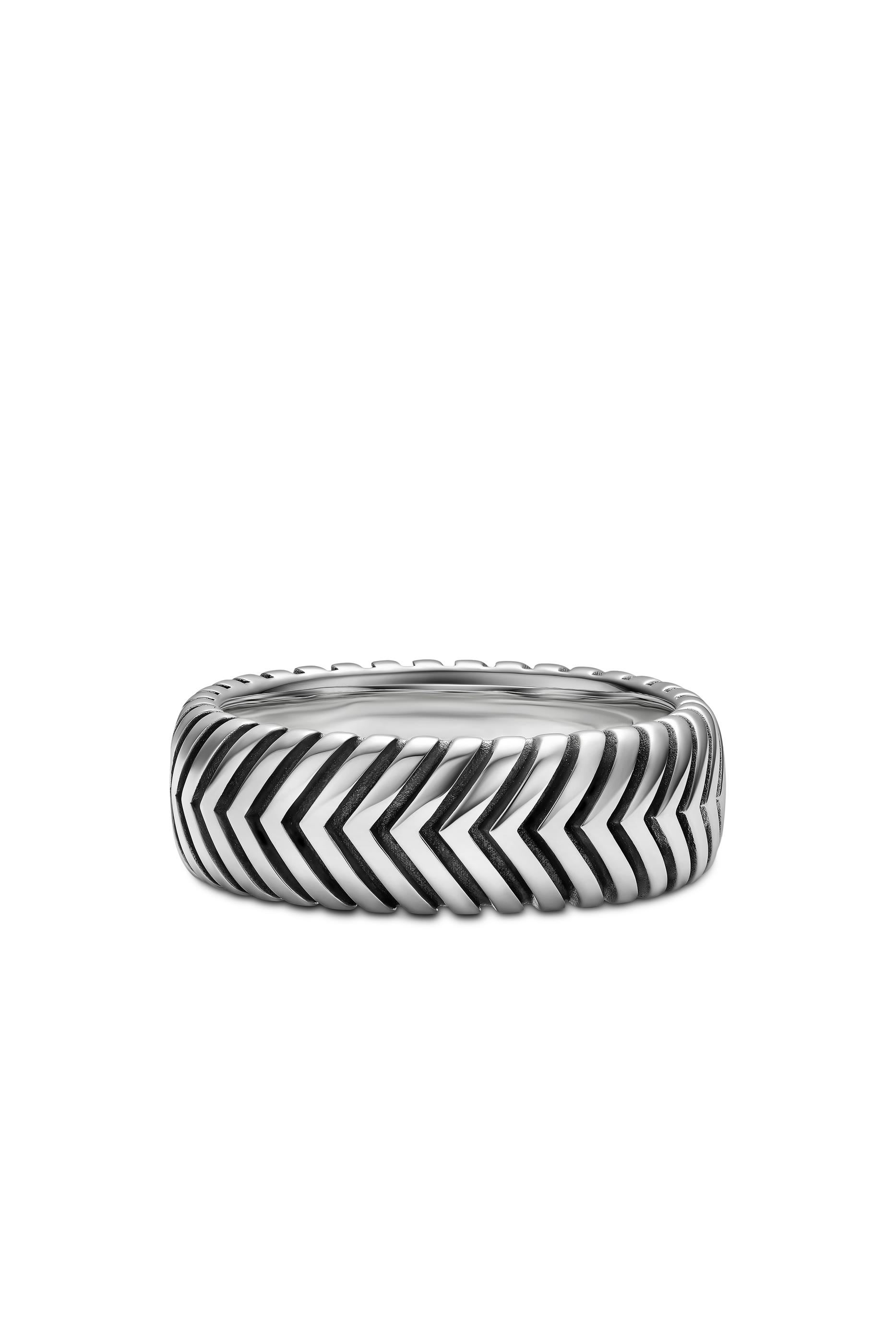 Chevron Band Ring, Sterling Silver & Diamonds